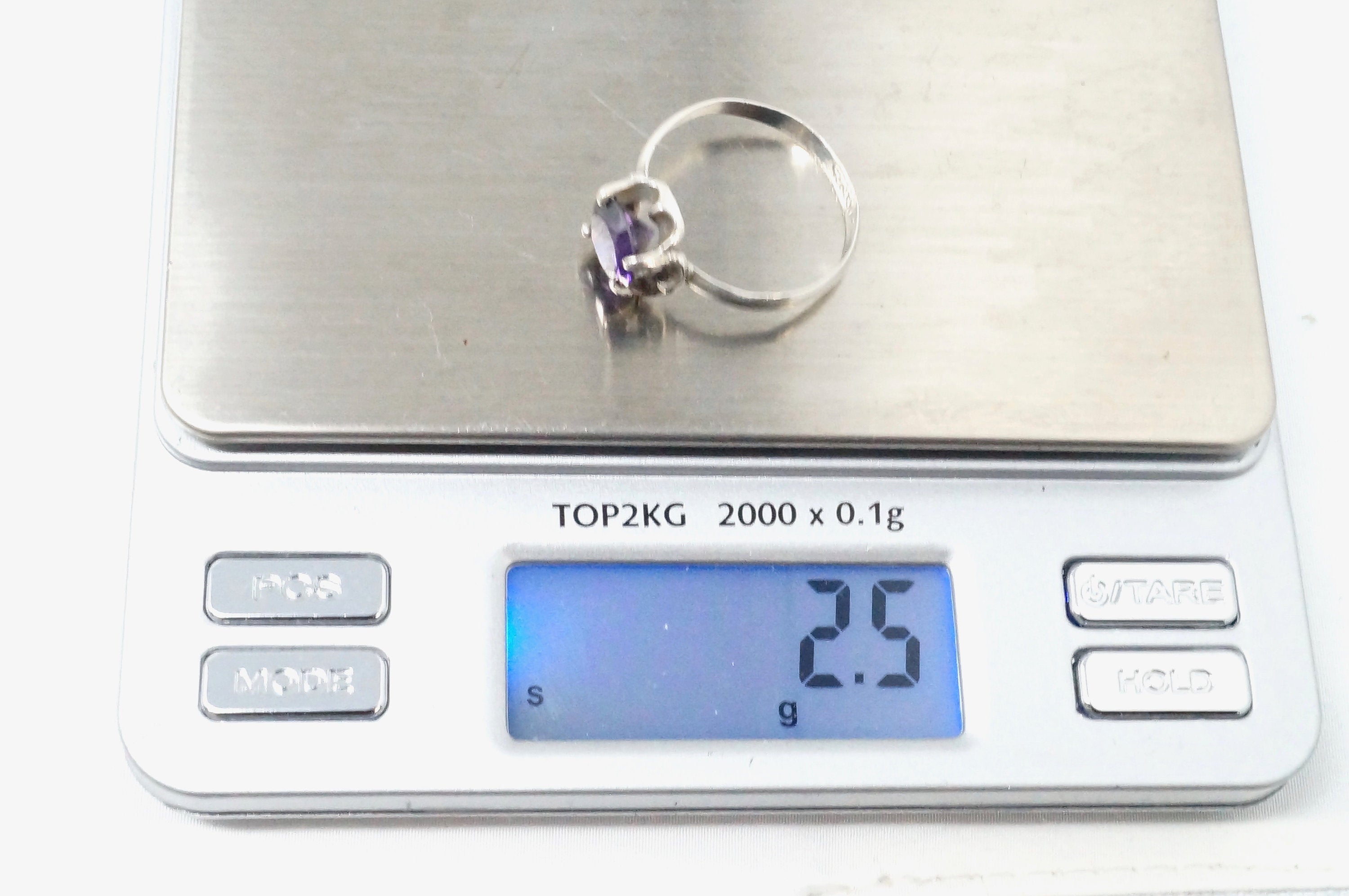 Vintage Mexico Made Stunning Purple Amethyst Sterling Silver Ring - Size 9.5