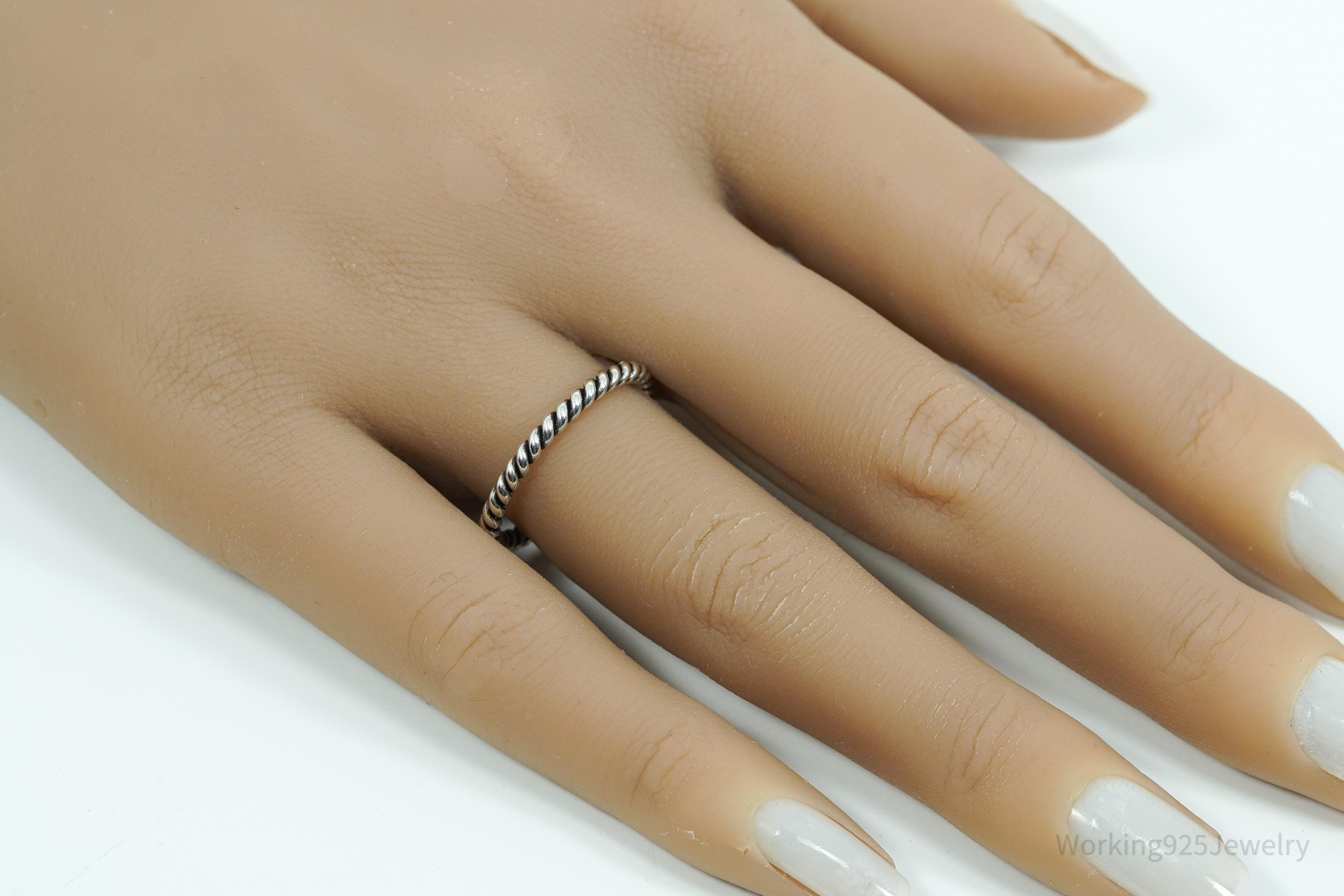 Vintage Southwestern Rope Twist Silver Ring - Size 8.25