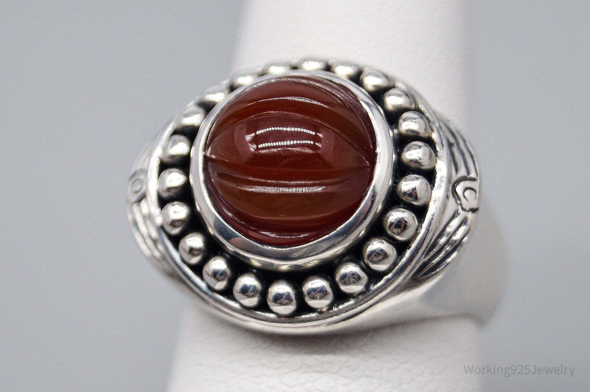 Vintage Designer Doug Paulus Carnelian Sterling Silver Ring - Size 6