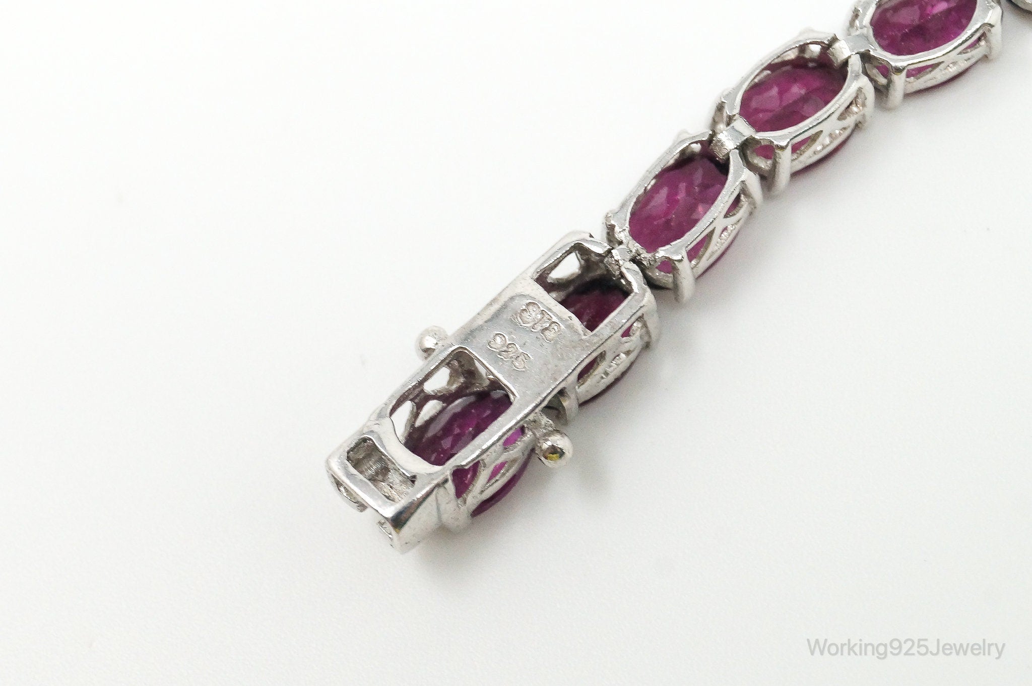 Vintage Rhodolite Garnet Sterling Silver Tennis Bracelet