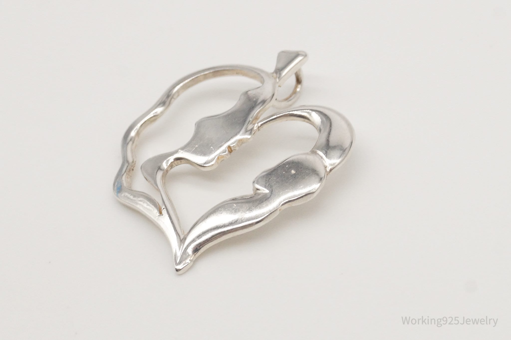 Vintage Mother And Child Sterling Silver Heart Pendant