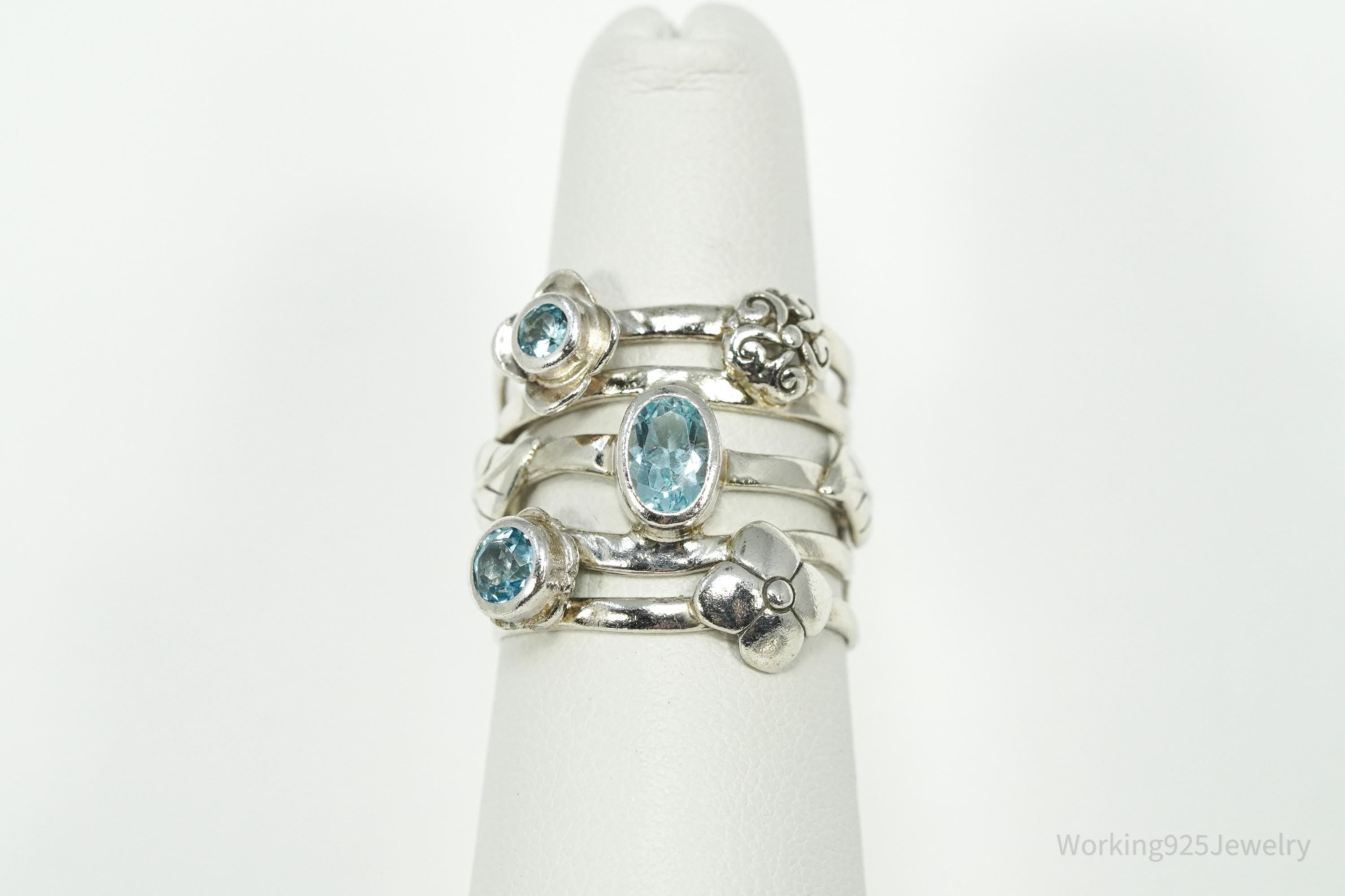 Vintage Janice Girardi Blue Topaz Sterling Silver Ring - Size 6.25