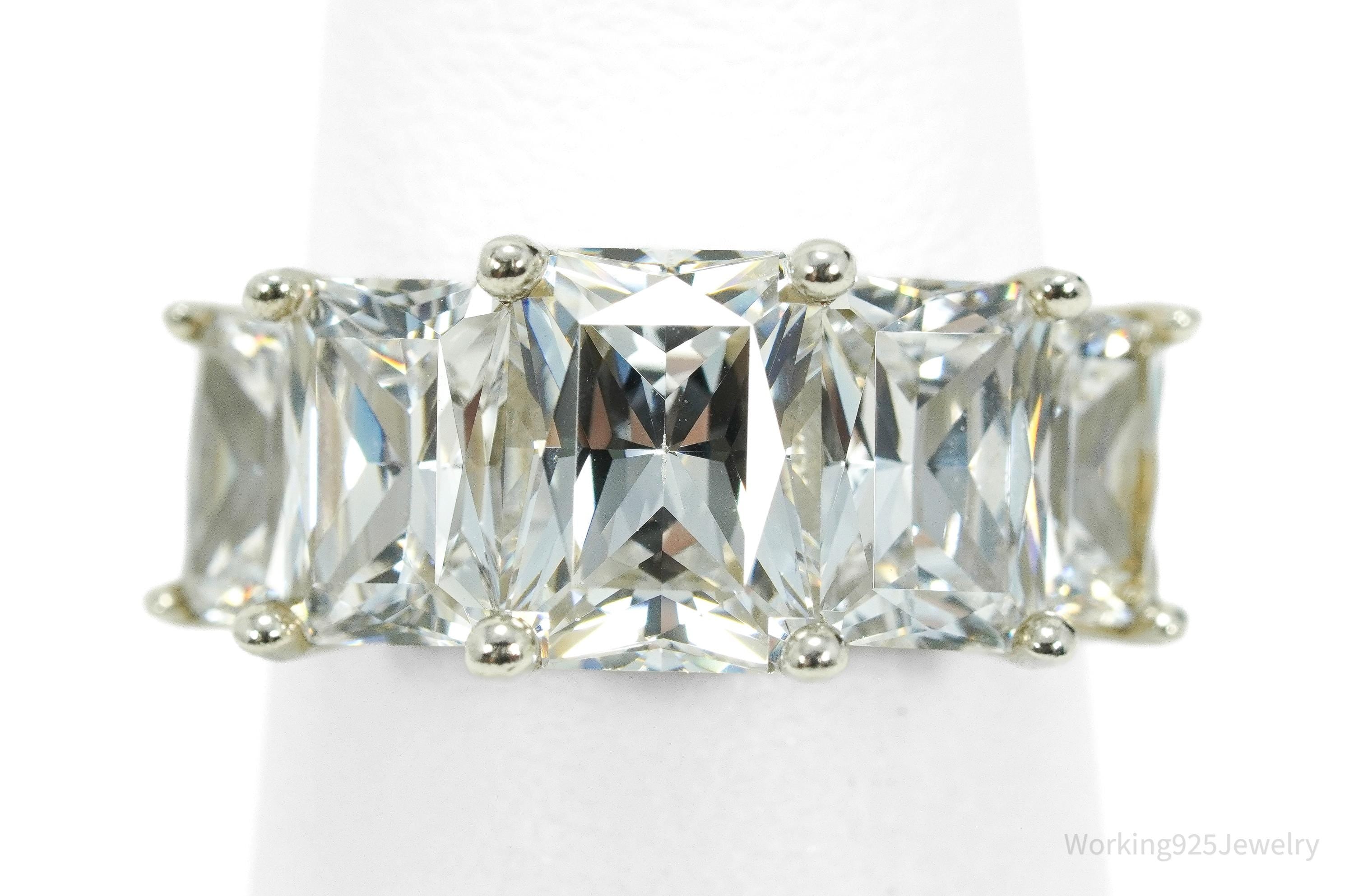 Vintage Diamonique Cubic Zirconia Sterling Silver Ring - Size 5.25