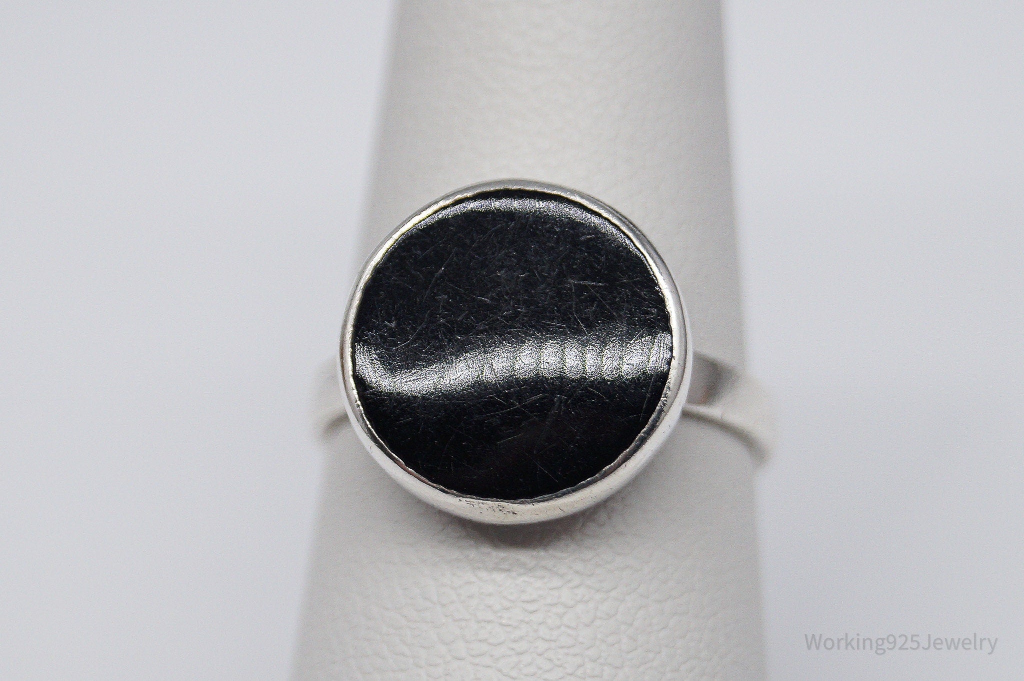 Vintage Black Onyx Sterling Silver Ring - Size 6.25
