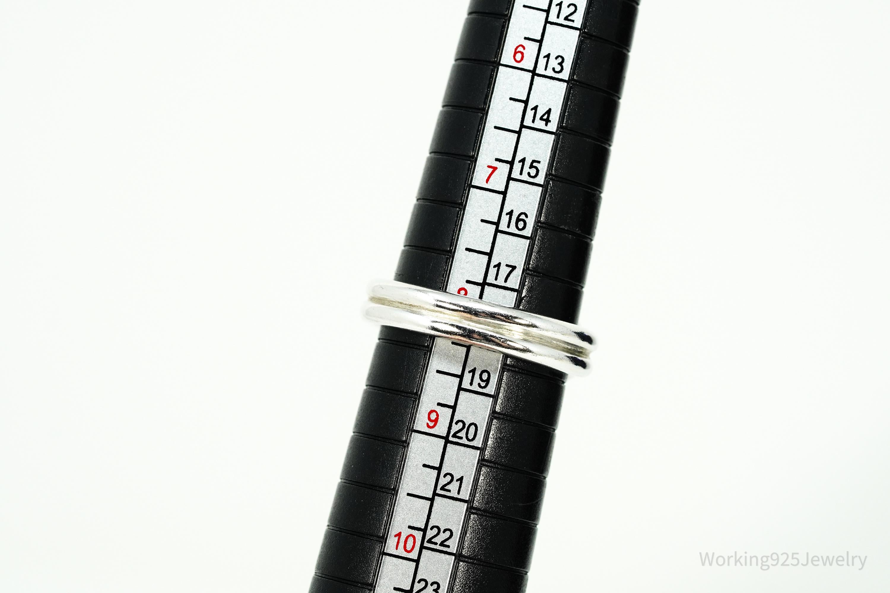 Vintage Mexico Lapis Lazuli Modernist Style Sterling Silver Ring Size 8.25