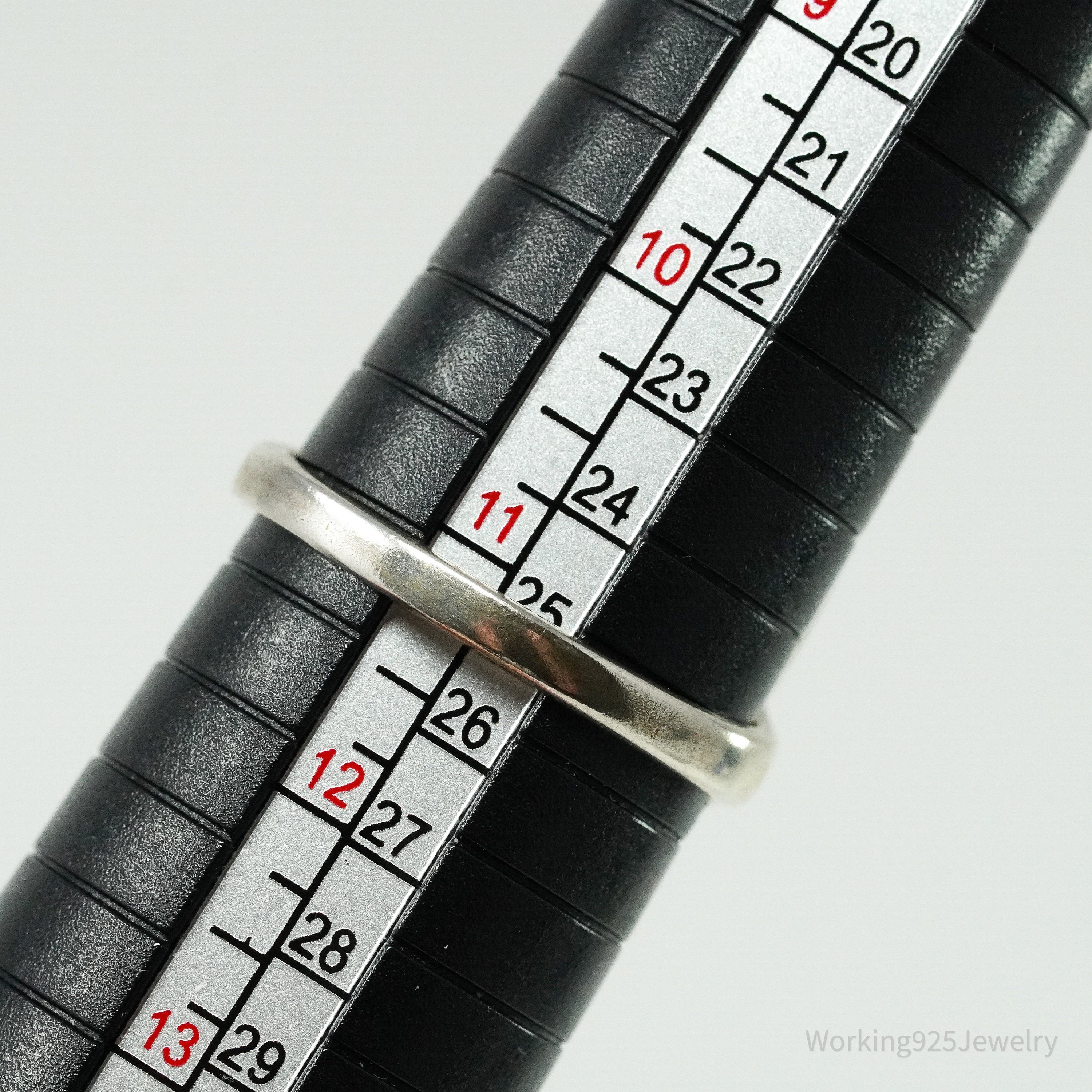 Vintage Black Onyx Scrolls & Swirls Sterling Silver Ring - Size 11.25