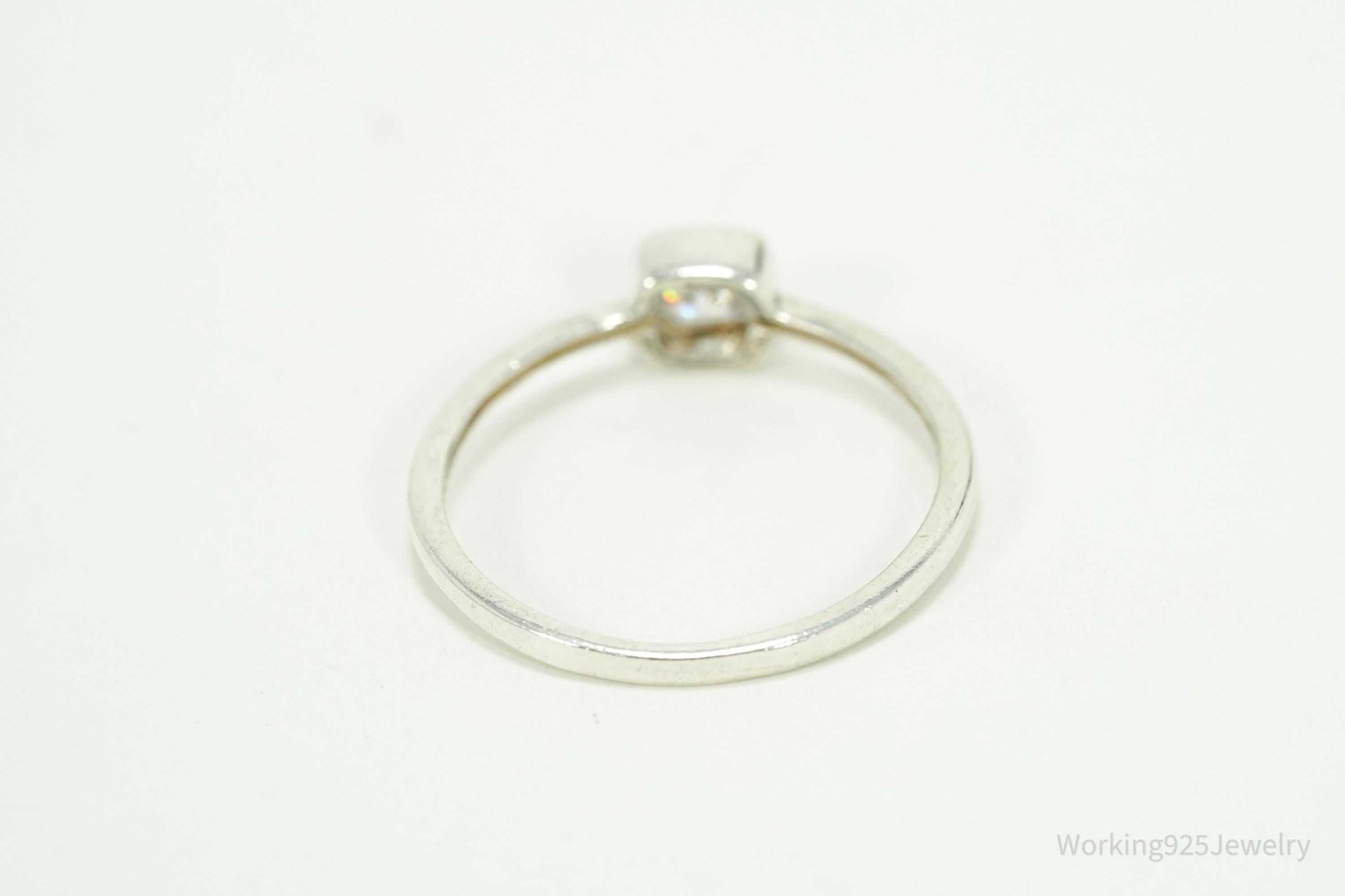 Vintage Cubic Zirconia Sterling Silver Ring - Size 7.25