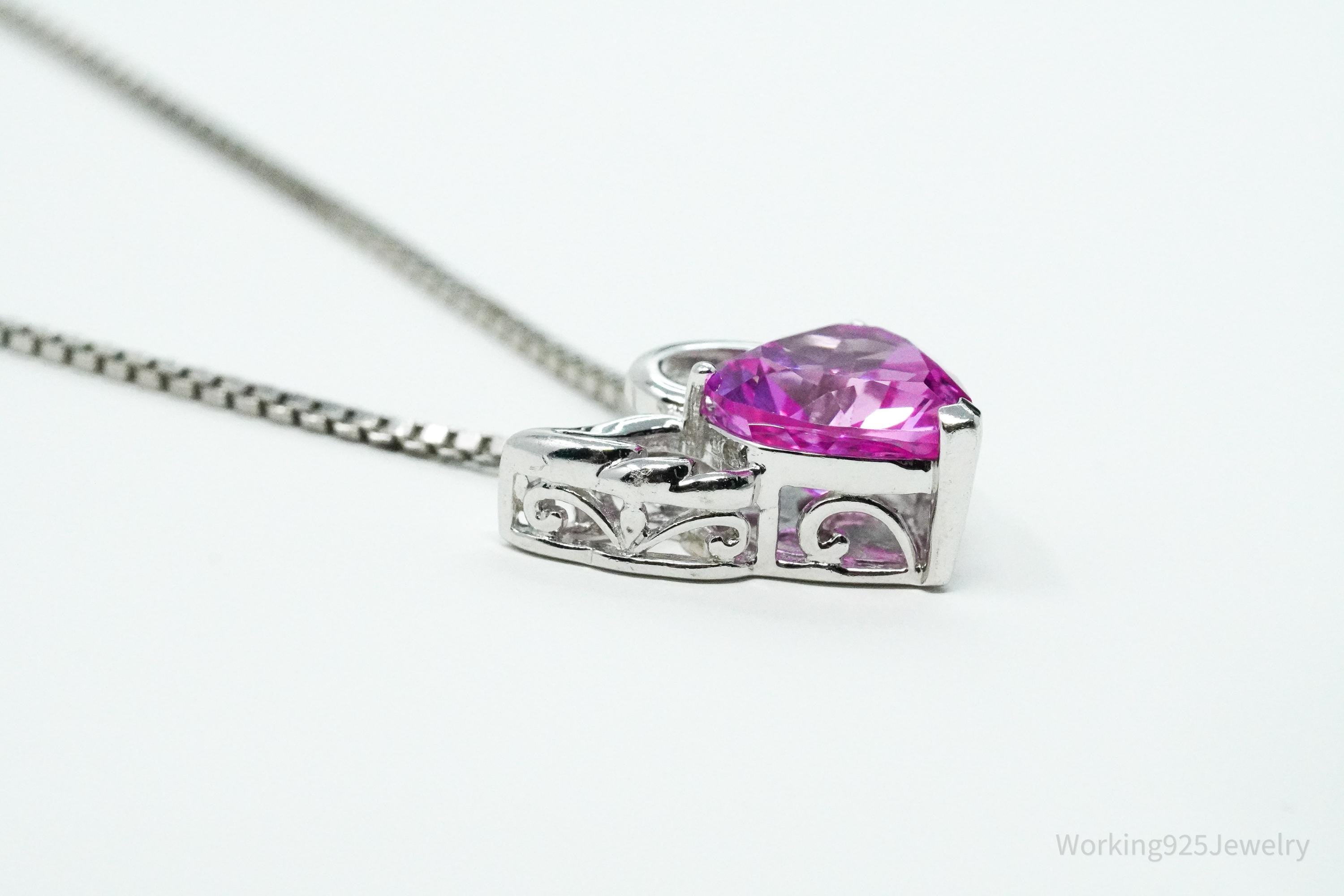 Alwand Vahan Pink Sapphire 14K White Gold Over Sterling Silver Pendant Necklace 18"