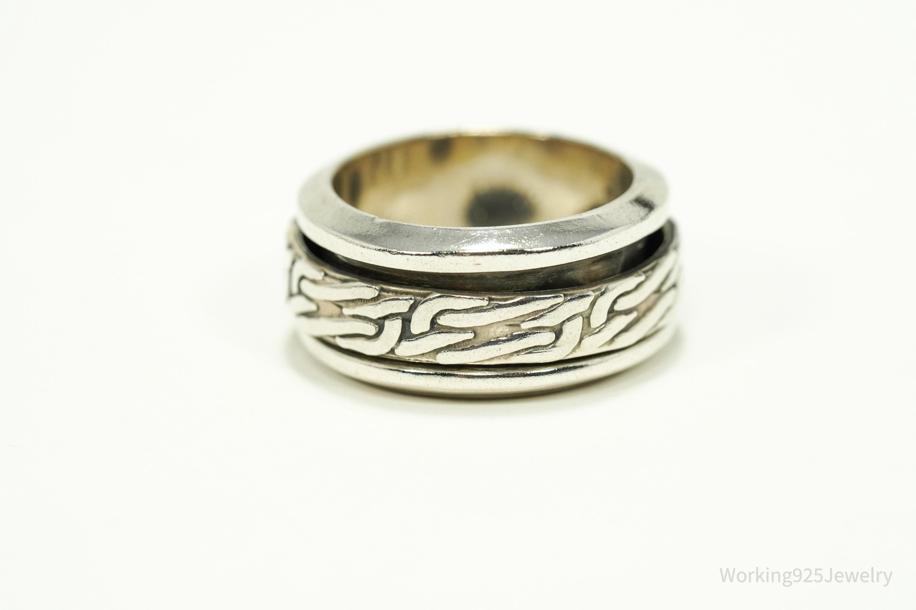 Vintage Celtic Knots Pattern Sterling Silver Spinner Band Ring - Size 6.5