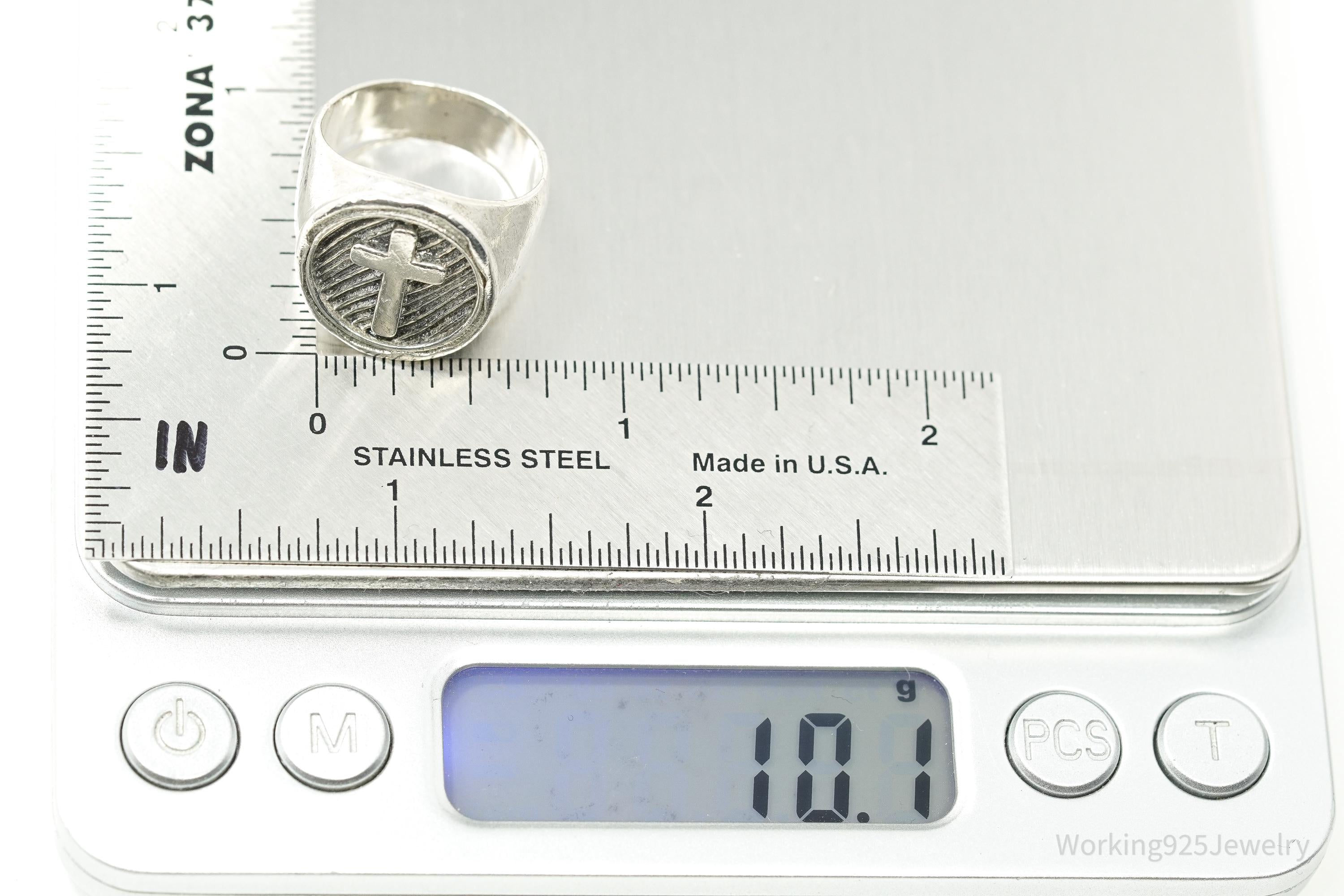 Vintage Paz Sterling Silver Cross Ring - Size 8