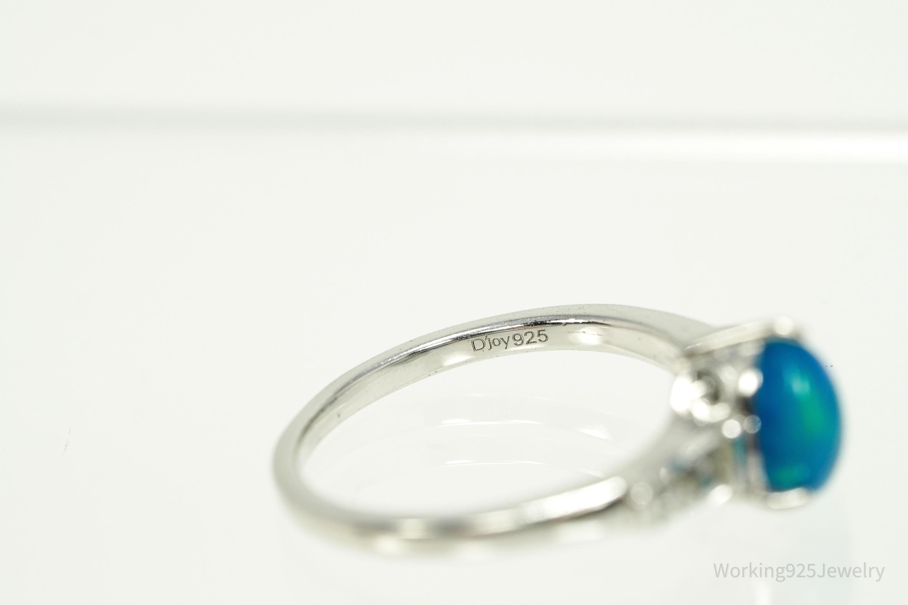 D'Joy Blue Opal & Cubic Zirconia Sterling Silver Ring - Size 8.25