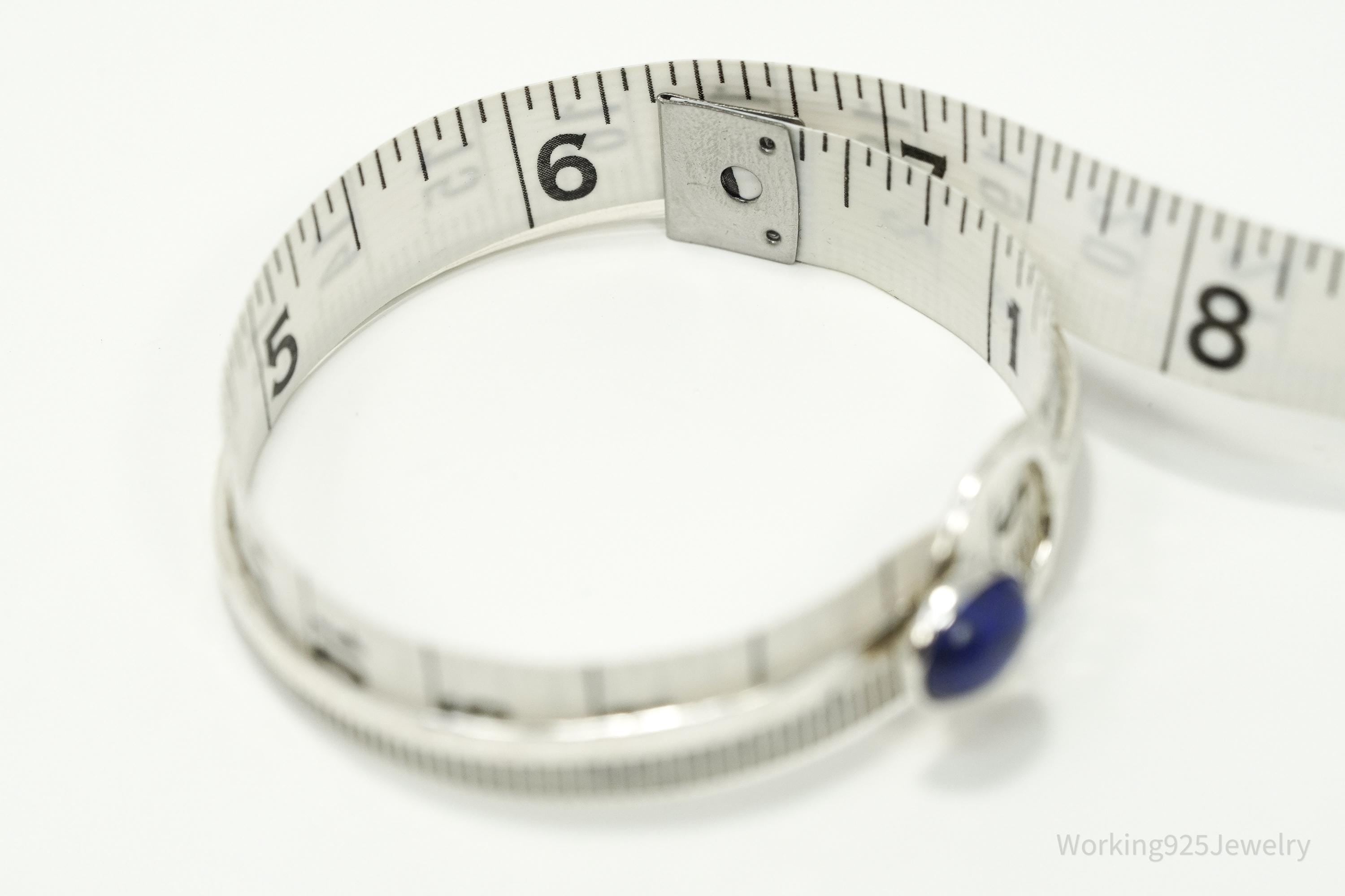 Holcombe Modernist Style Blue Lapis Lazuli Sterling Silver Bracelet - 6 3/8"