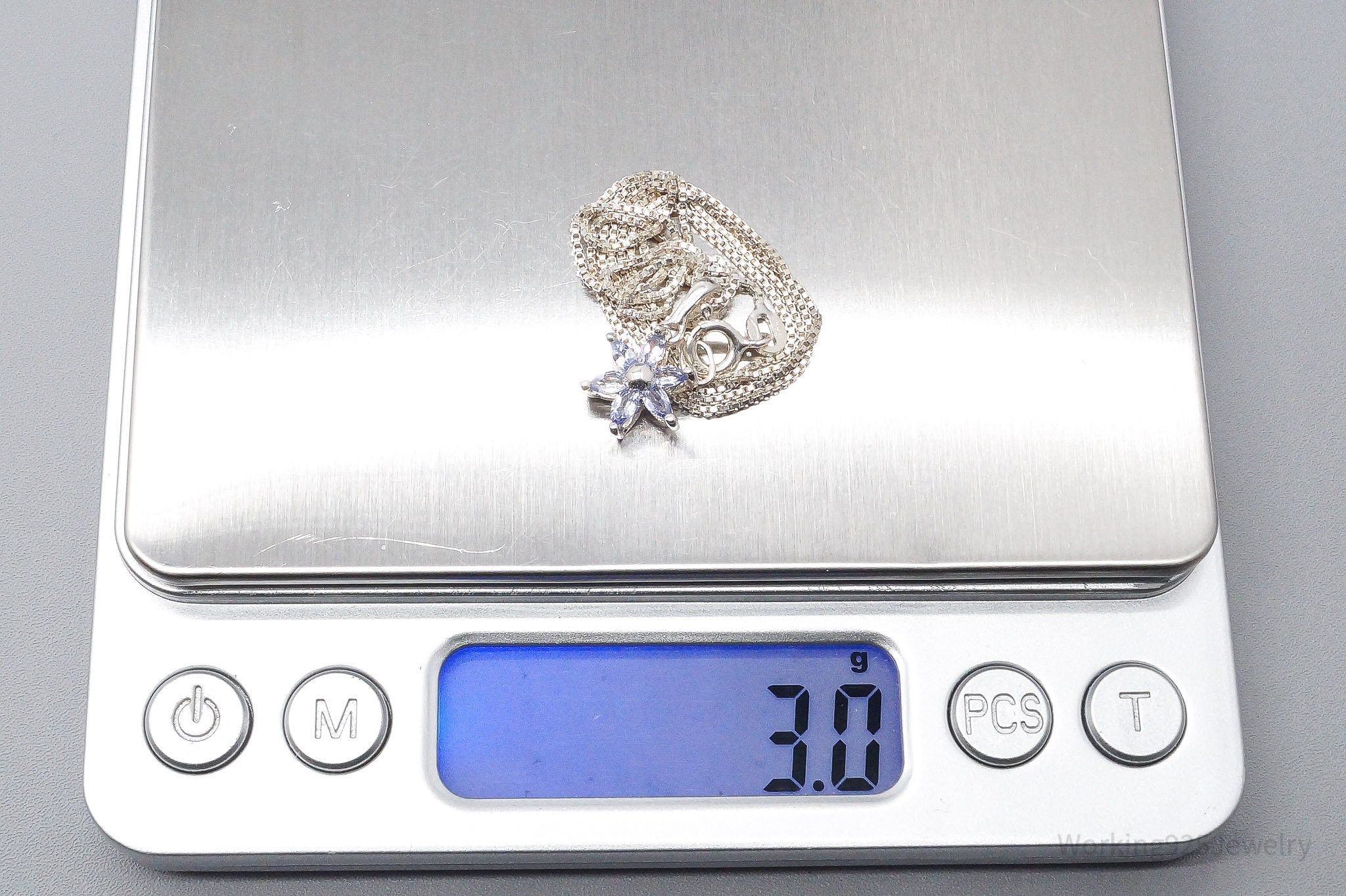 Vintage Tanzanite Flower Sterling Silver Necklace 18"