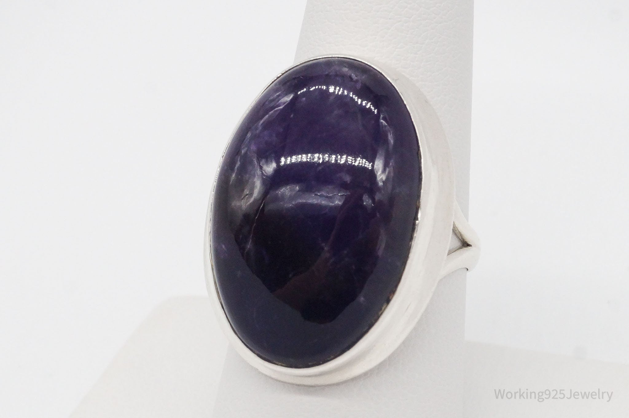 Vintage Large Amethyst Sterling Silver Ring - Size 9