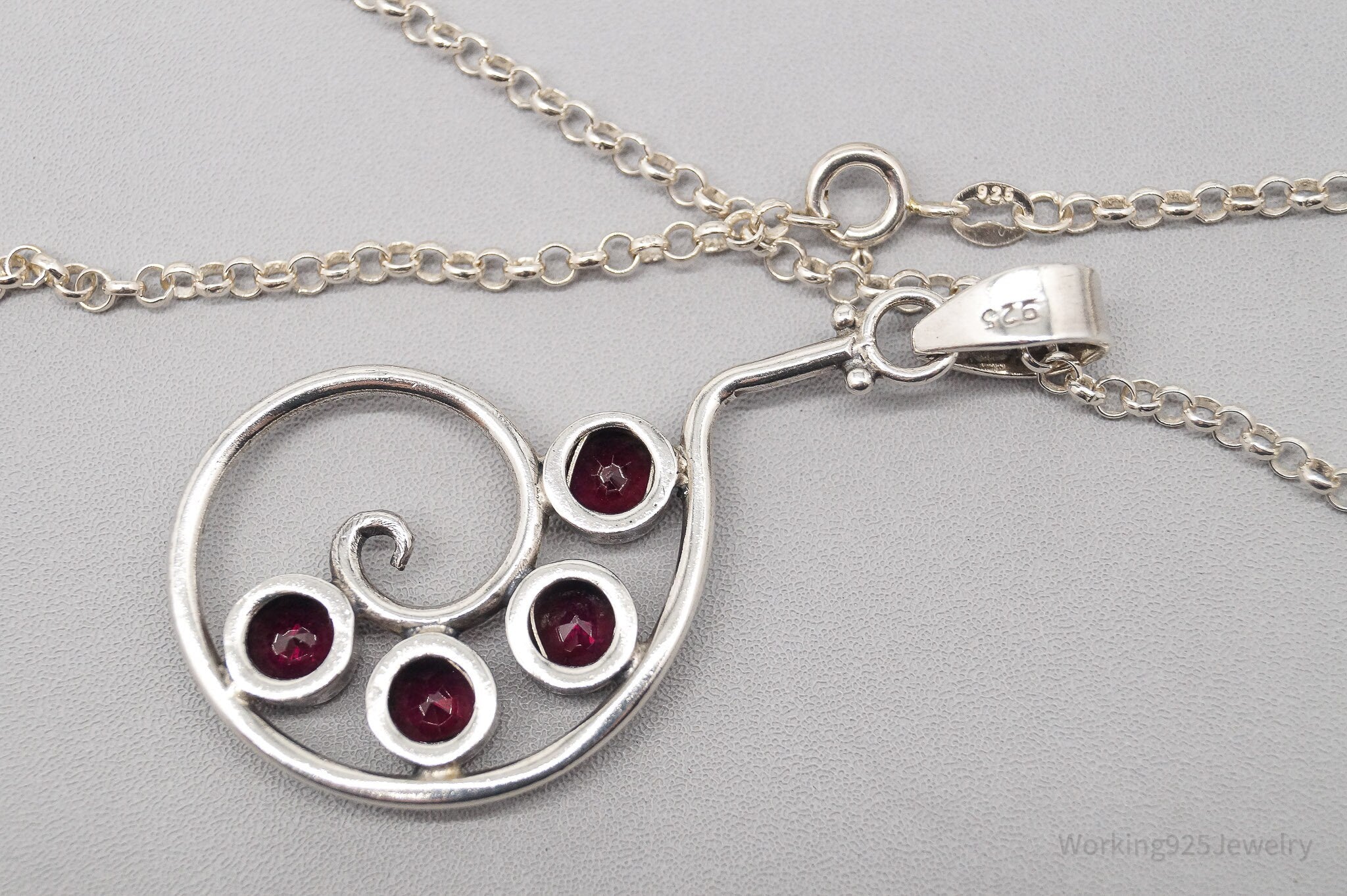 Vintage Rhodolite Garnet Sterling Silver Necklace - 18"