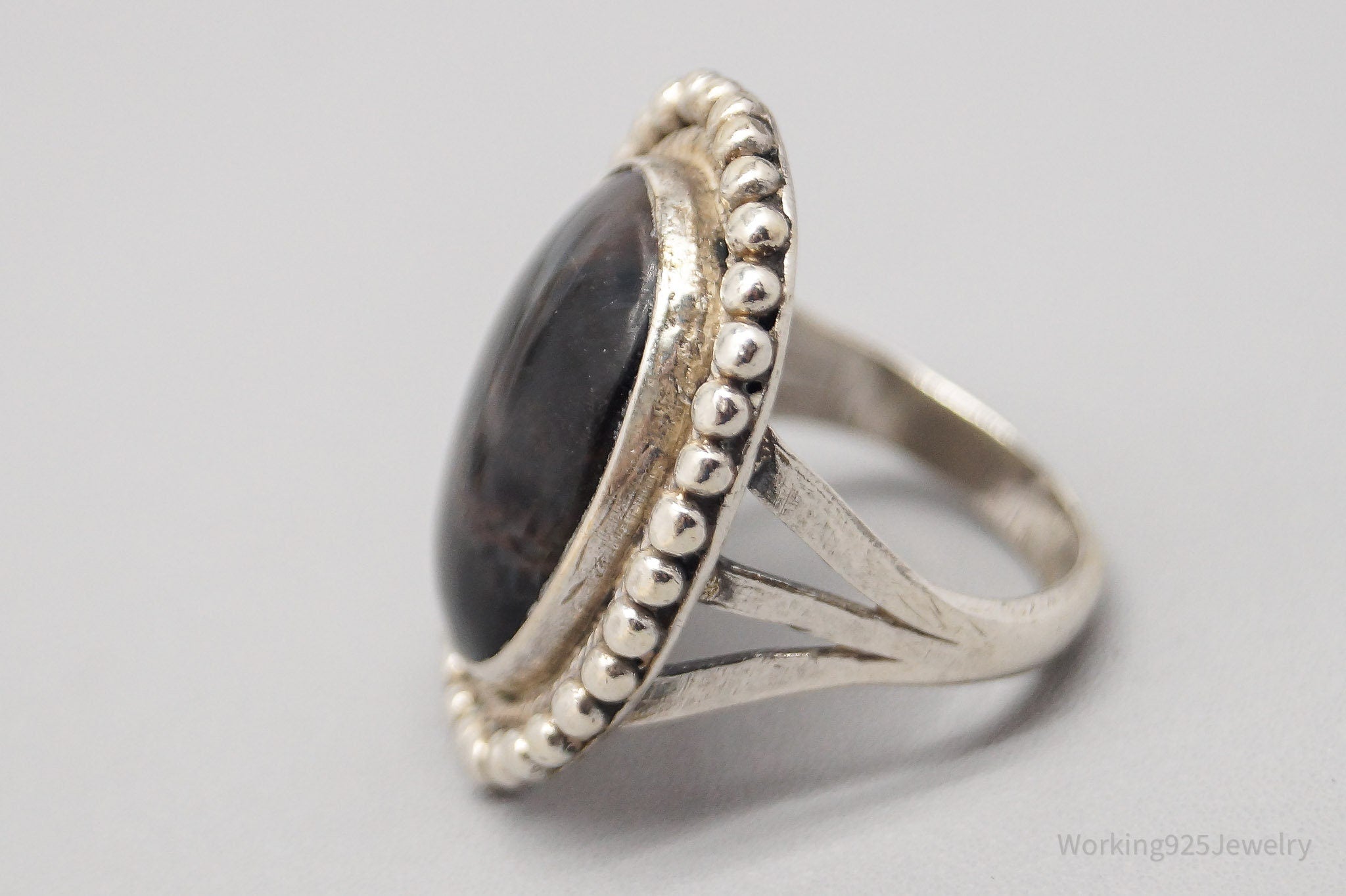 Antique Agate Silver Ring - Size 5.75