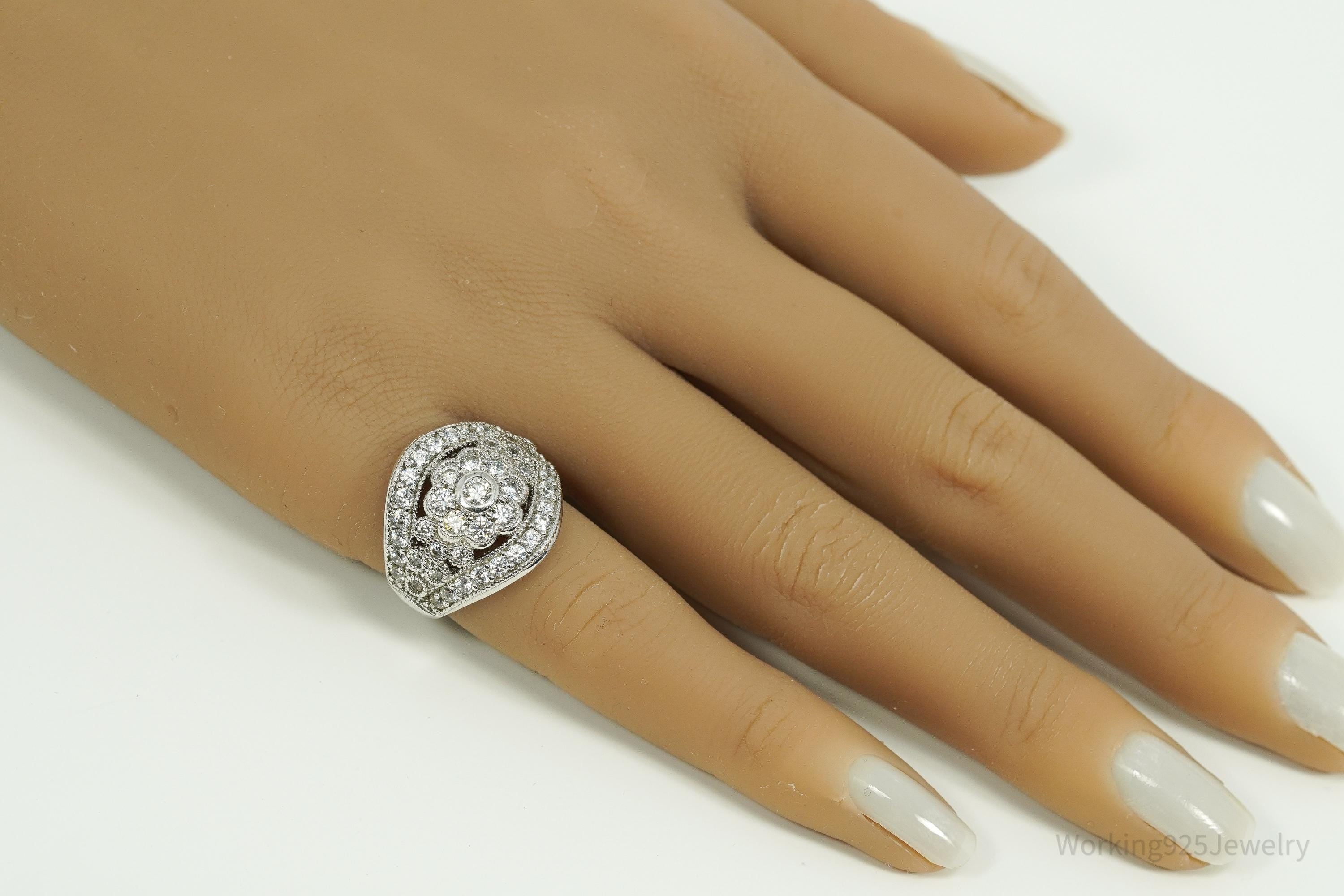 Vintage Cubic Zirconia Sterling Silver Ring - Size 5