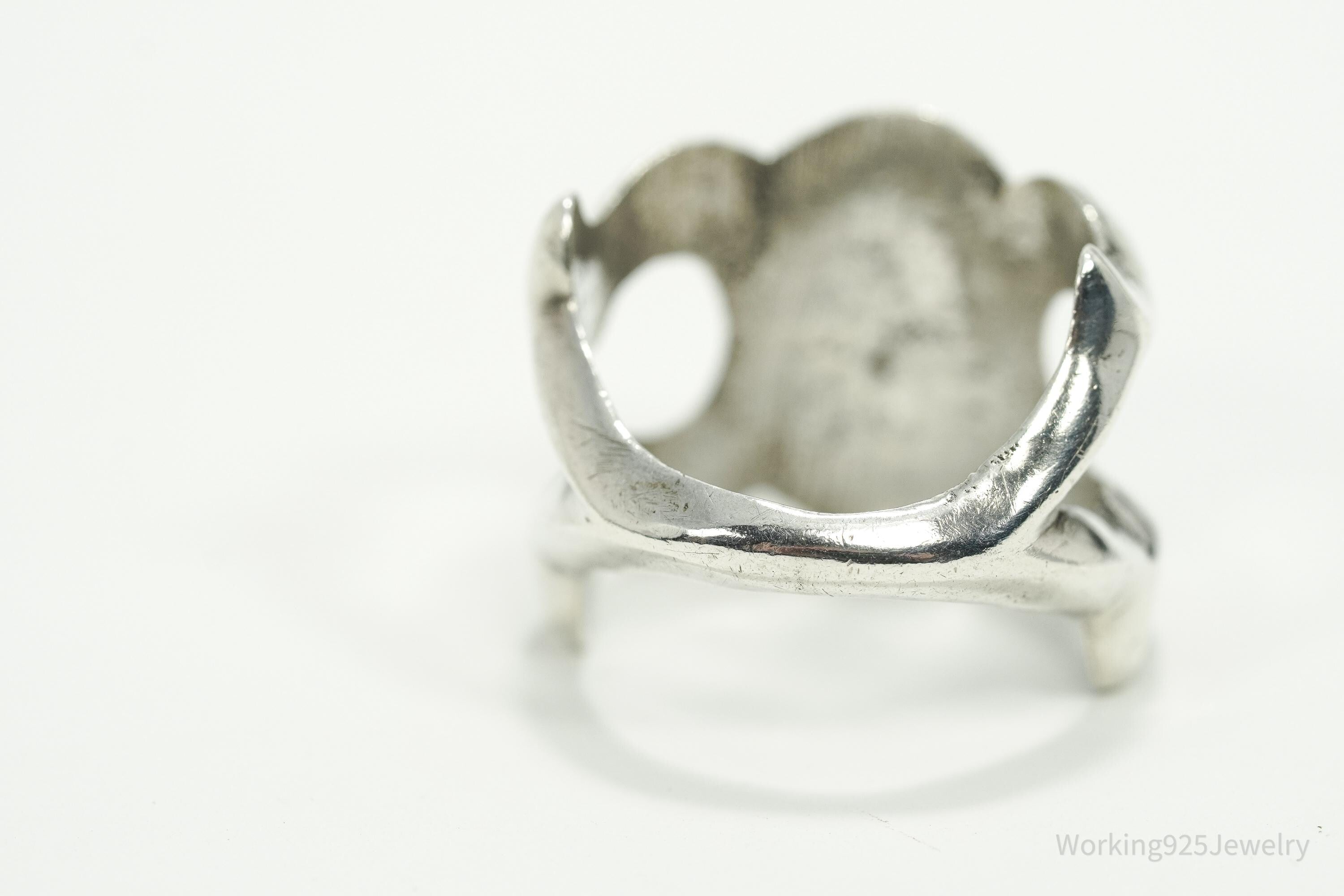 Vintage Handmade Native American Turquoise Unsigned Silver Ring - Size 5.5