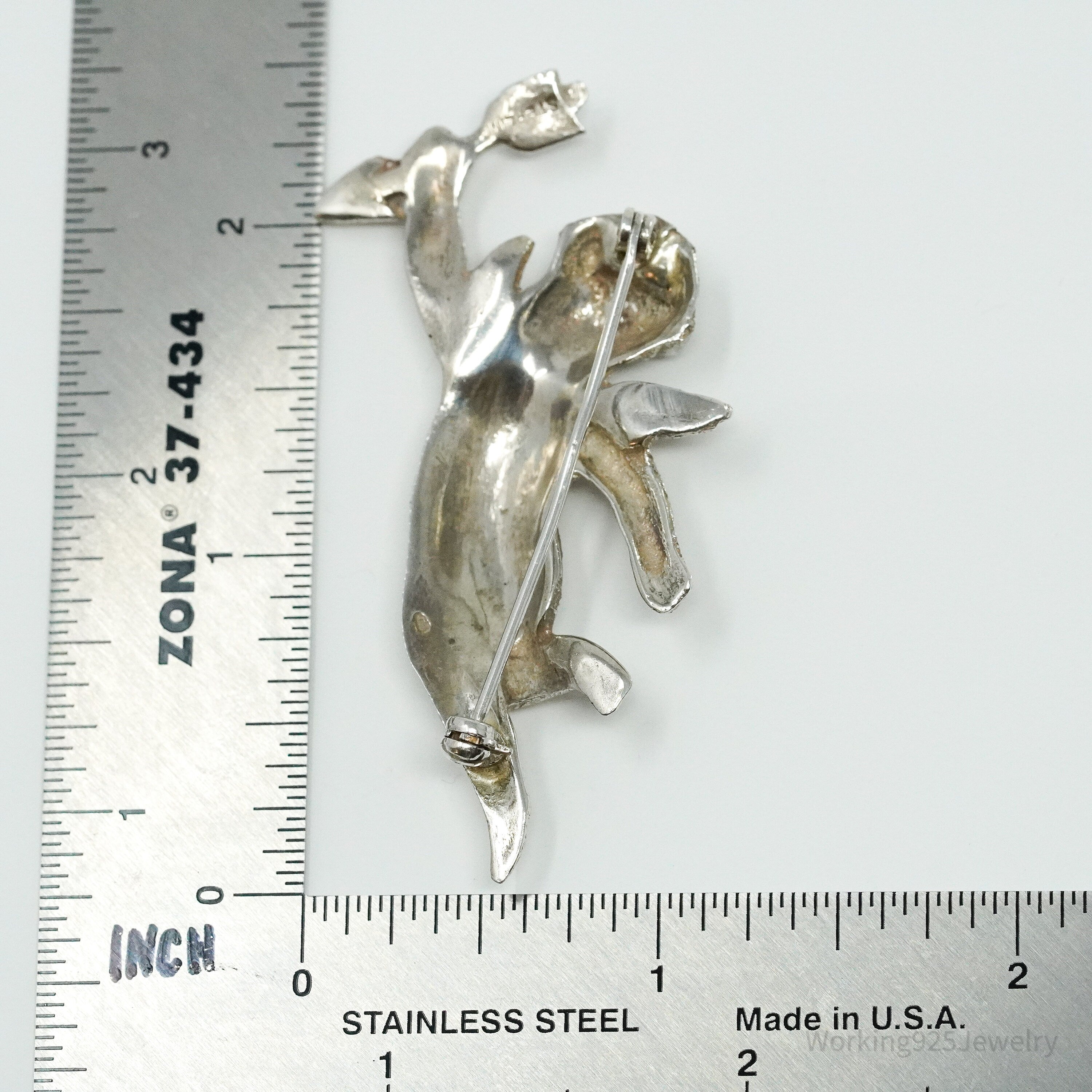 Antique Vintage Cherub Angel Cupid Sterling Silver Brooch Pin