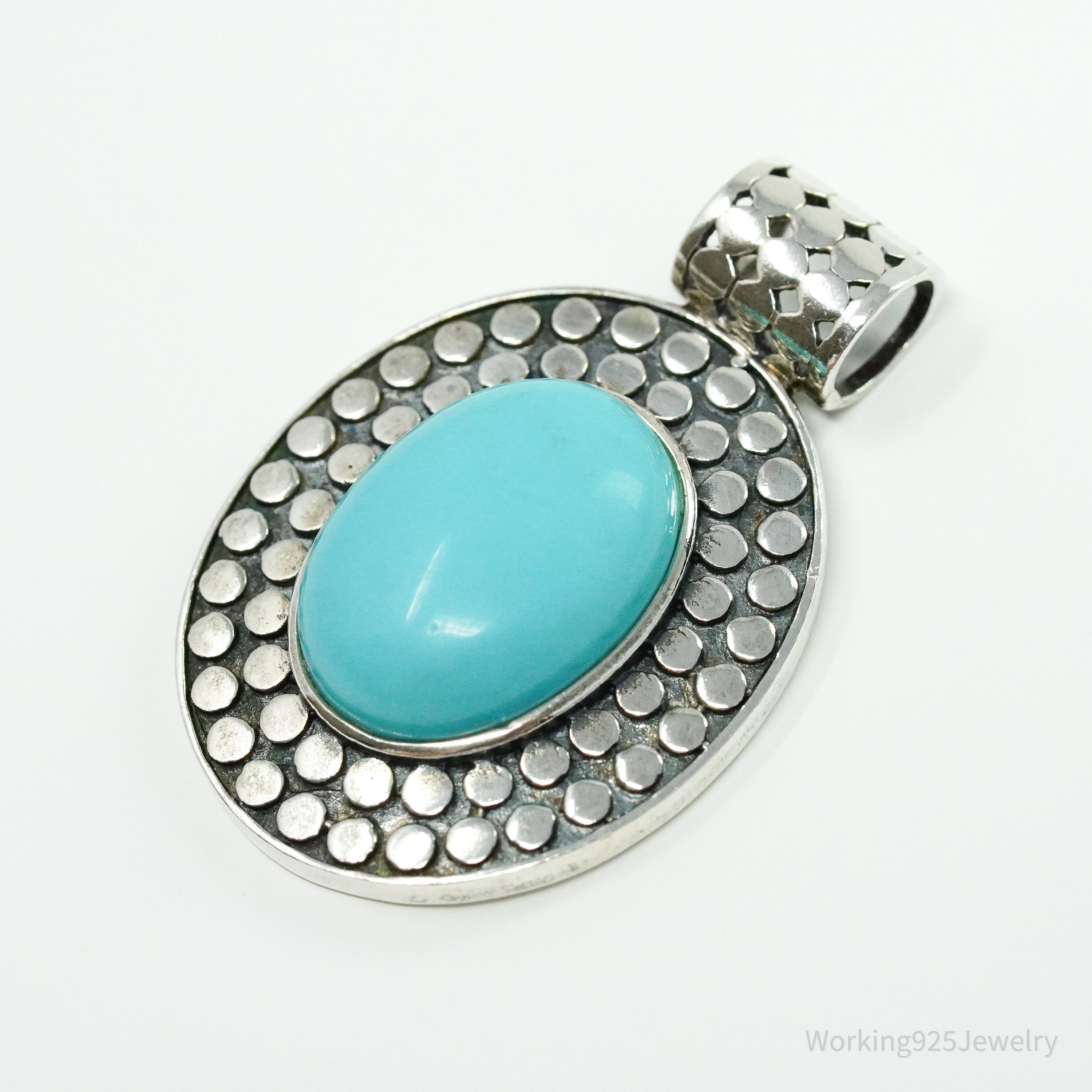 Vintage Blue Turquoise Sterling Silver Pendant
