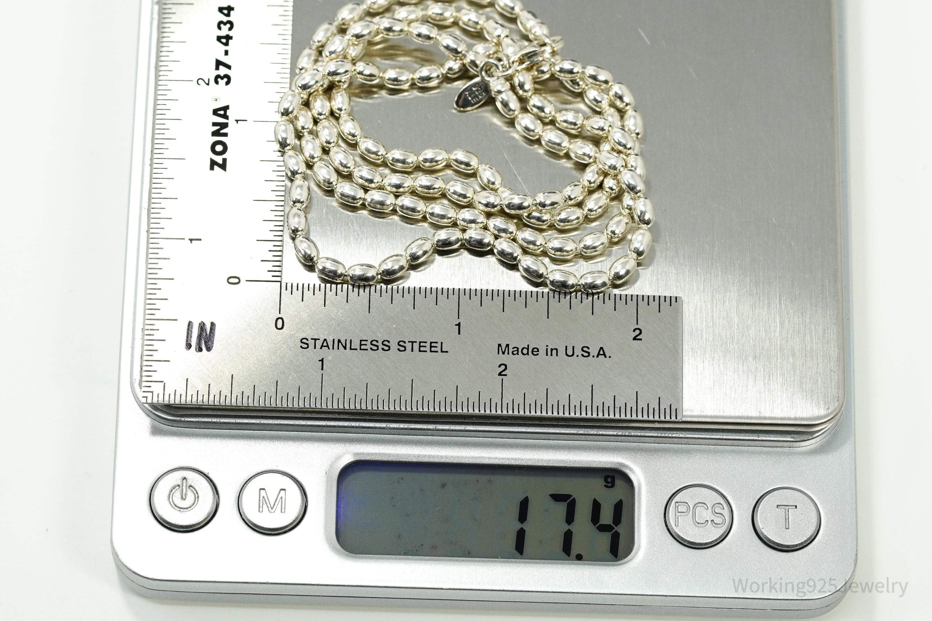 Designer Pandora Retired Rice Chain Sterling Silver Necklace - 23"