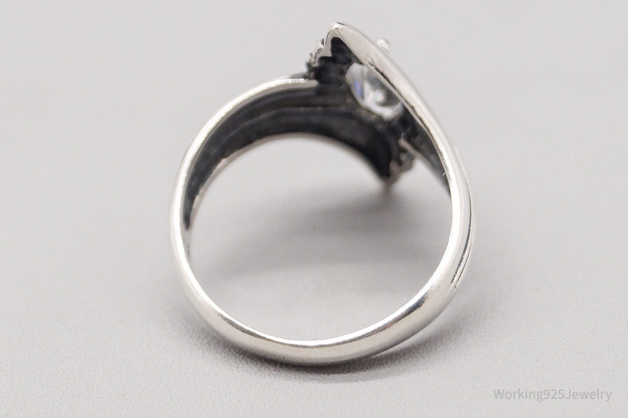 Vintage Designer Kabana Cubic Zirconia Sterling Silver Ring - Size 9