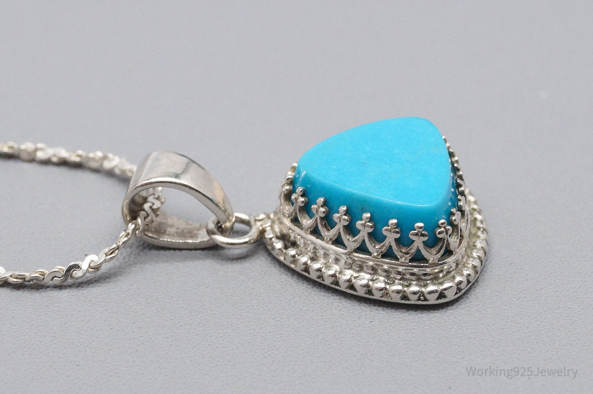 Vintage Southwestern Desert Rose Trading Turquoise Sterling Silver Necklace 20"