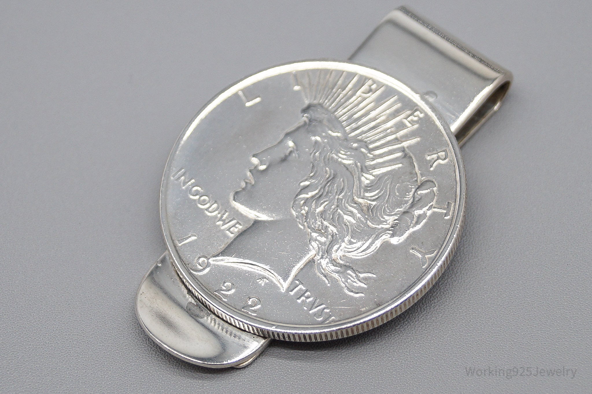 Antique 1922 Peace Silver Dollar Coin Silver Money Clip