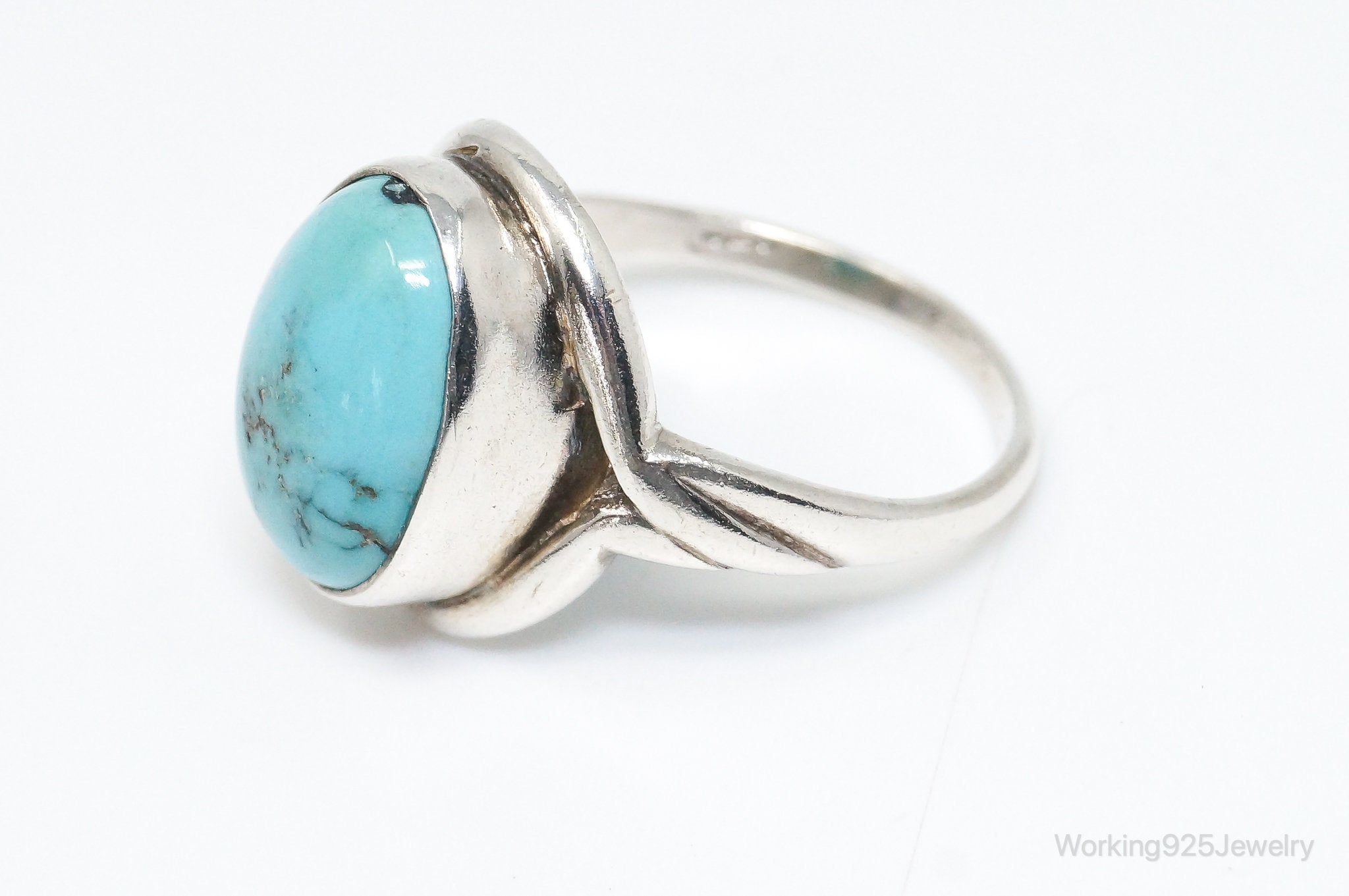 Vintage Turquoise Sterling Silver Ring - SZ 8.75