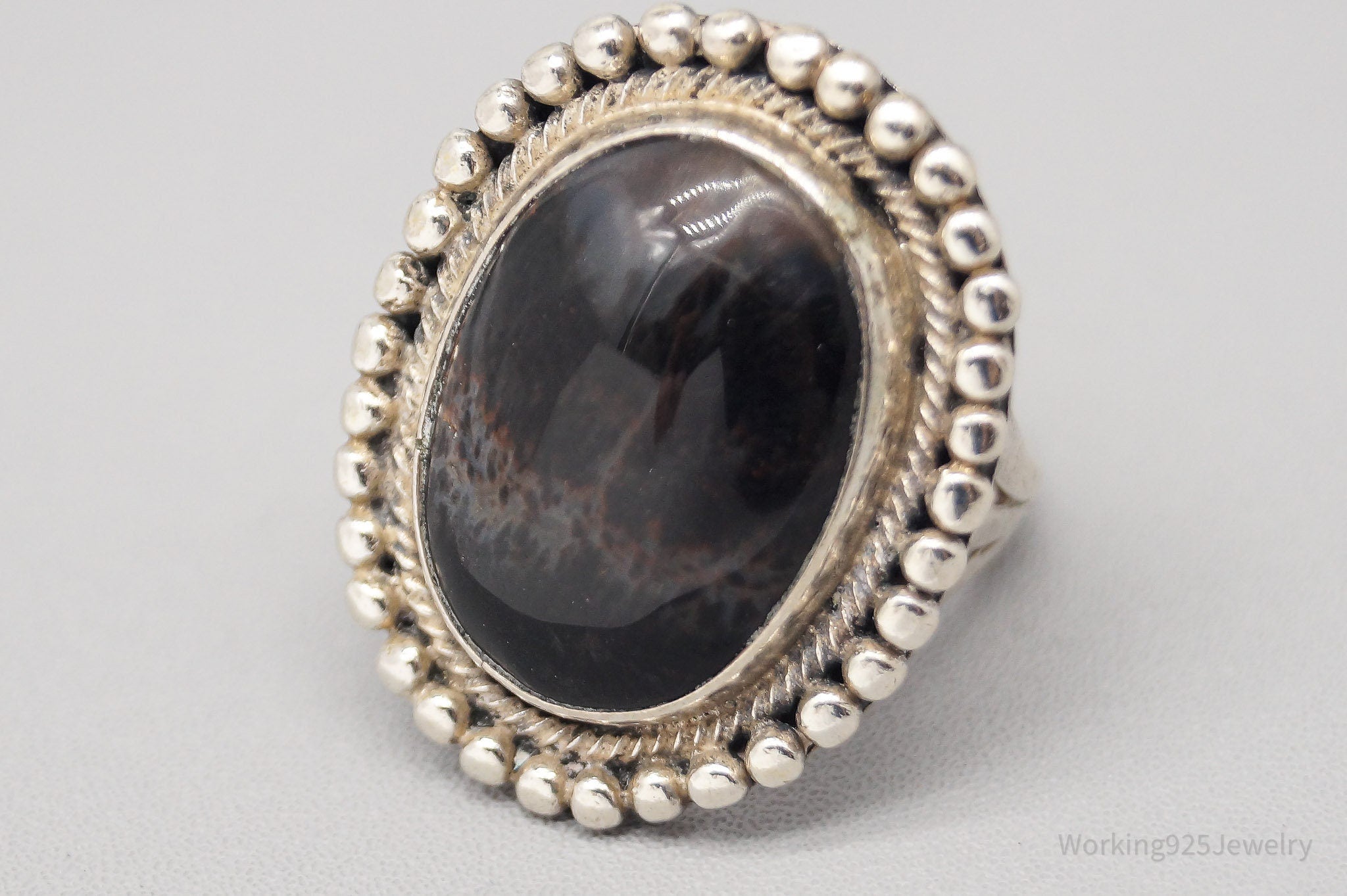 Antique Agate Silver Ring - Size 5.75