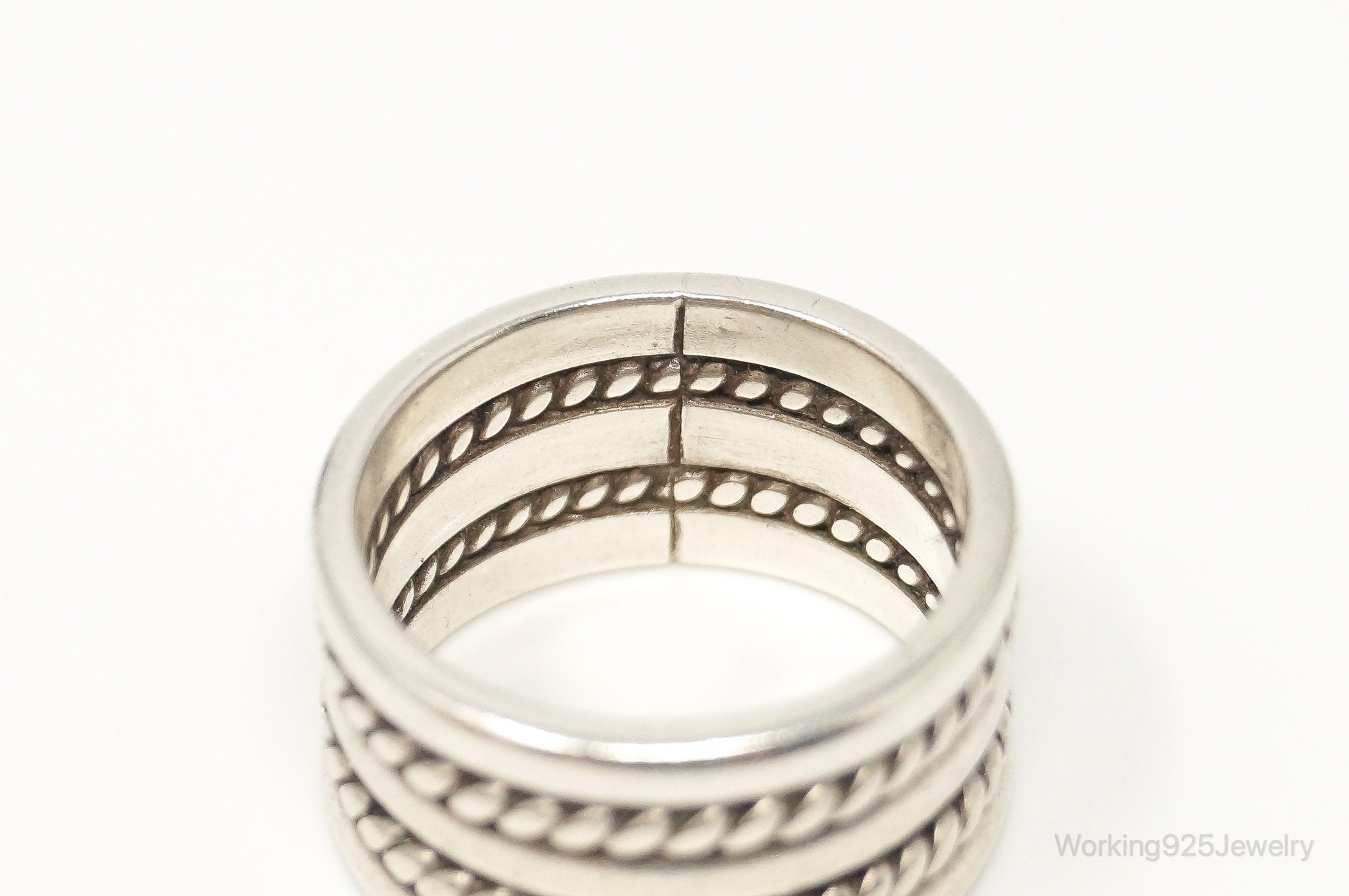 Vintage Modern Braid Rope Sterling Silver Band Ring - Size 9