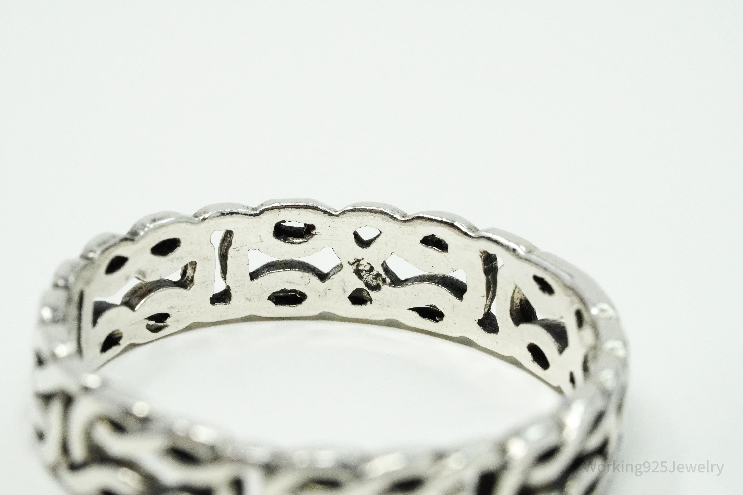 Vintage Celtic Knot Design Sterling Silver Band Ring - Size 13
