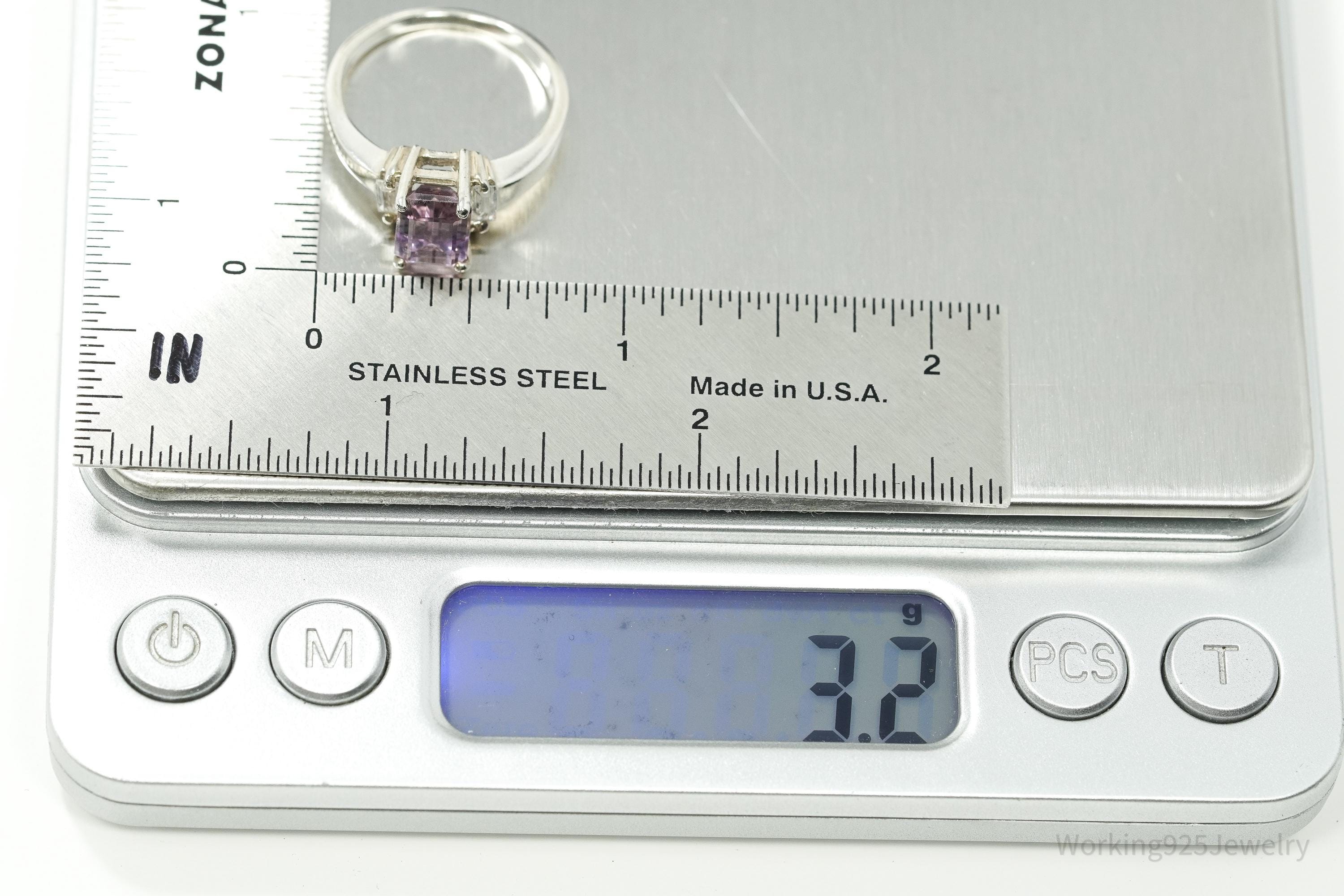 Vintage Ametrine & Cubic Zirconia Sterling Silver Ring - Size 7.25