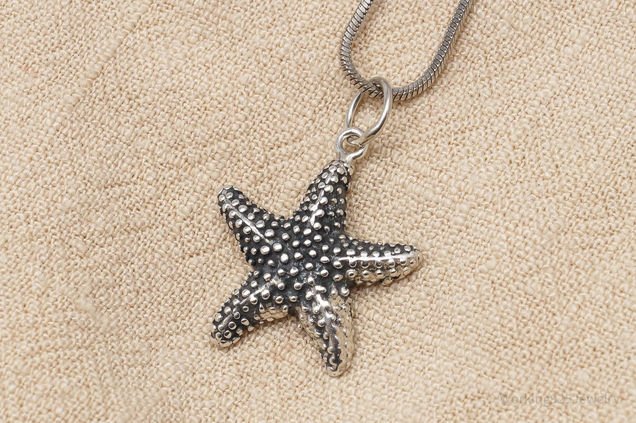 Vintage Starfish Sterling Silver Necklace 16"