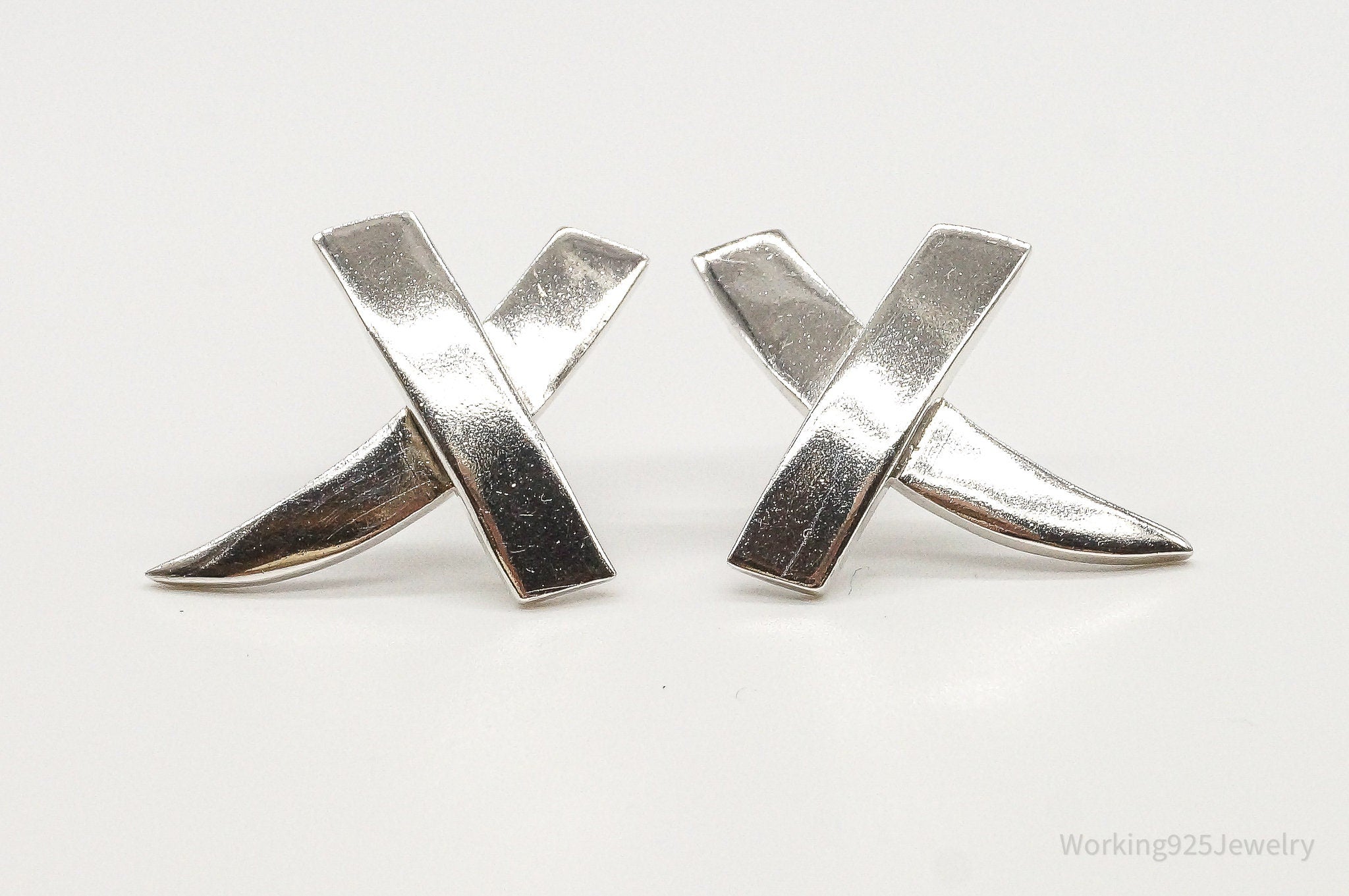 Vintage Mexico Modernist Sterling Silver Earrings