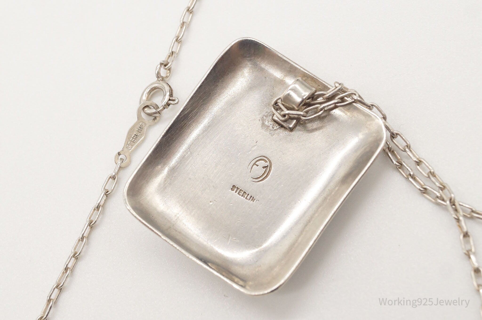 Vintage Malachite Modernist Sterling Silver Necklace