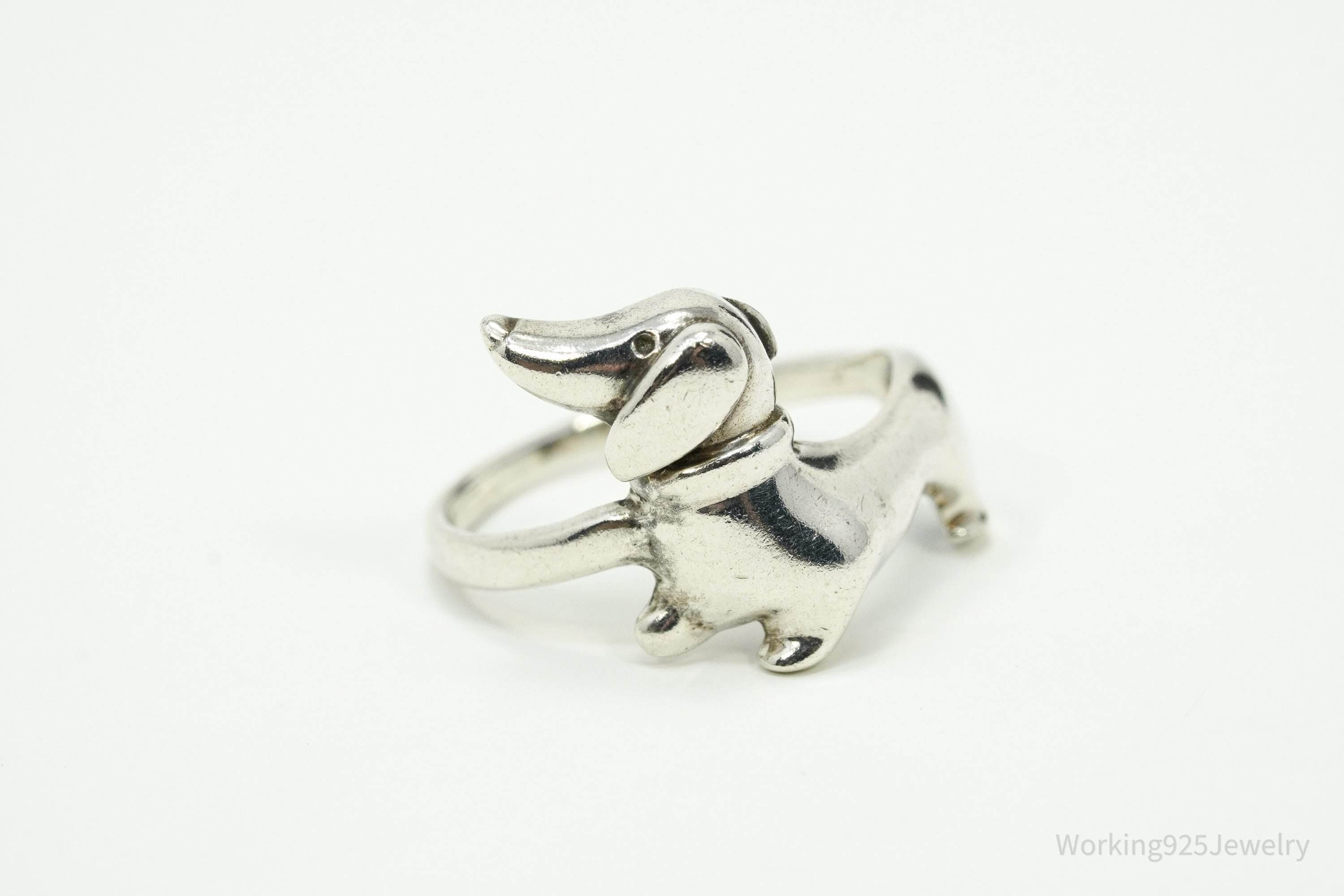 Vintage Dachshund Sterling Silver Ring - Size 6