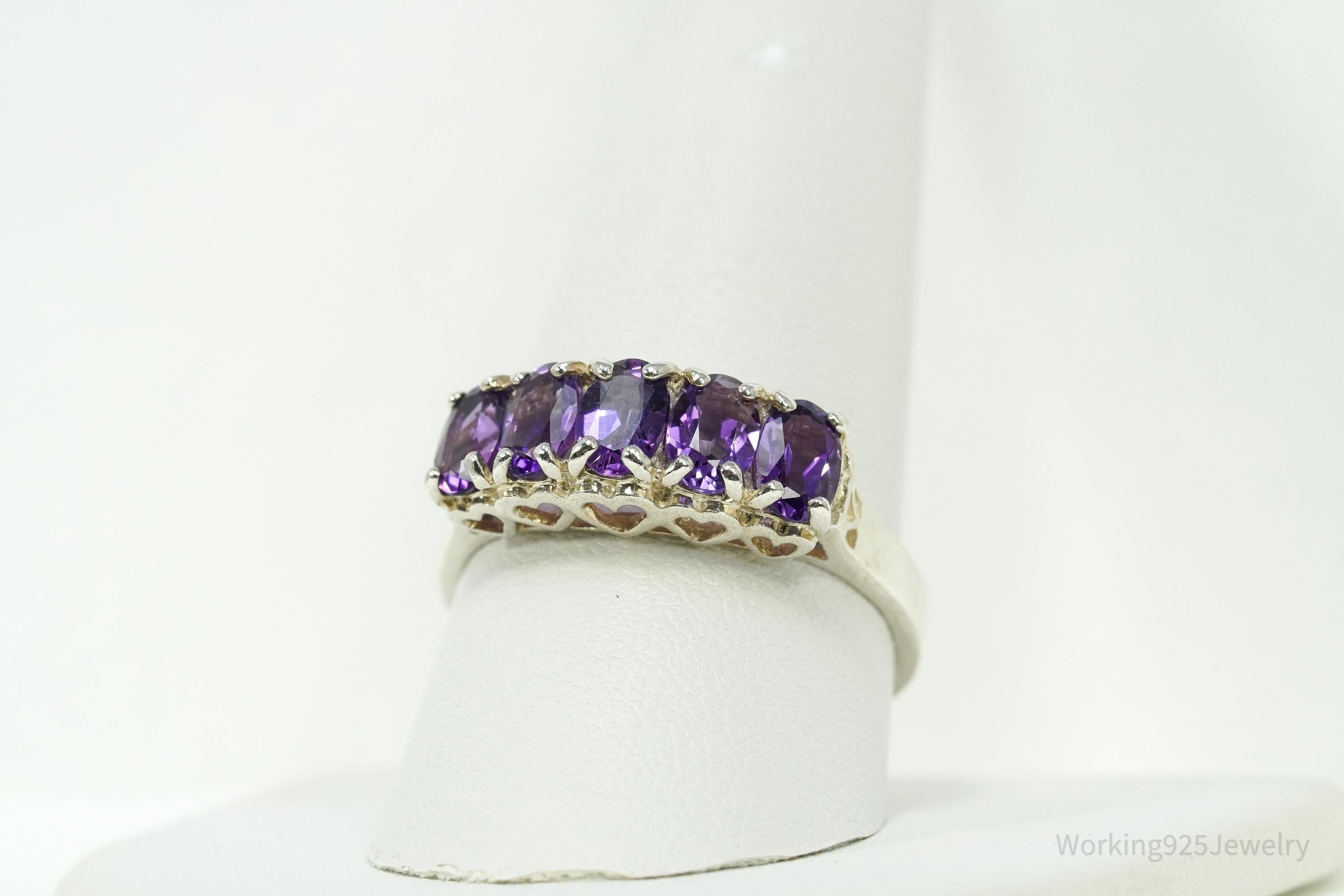Vintage Amethyst Sterling Silver Ring - Size 9.75