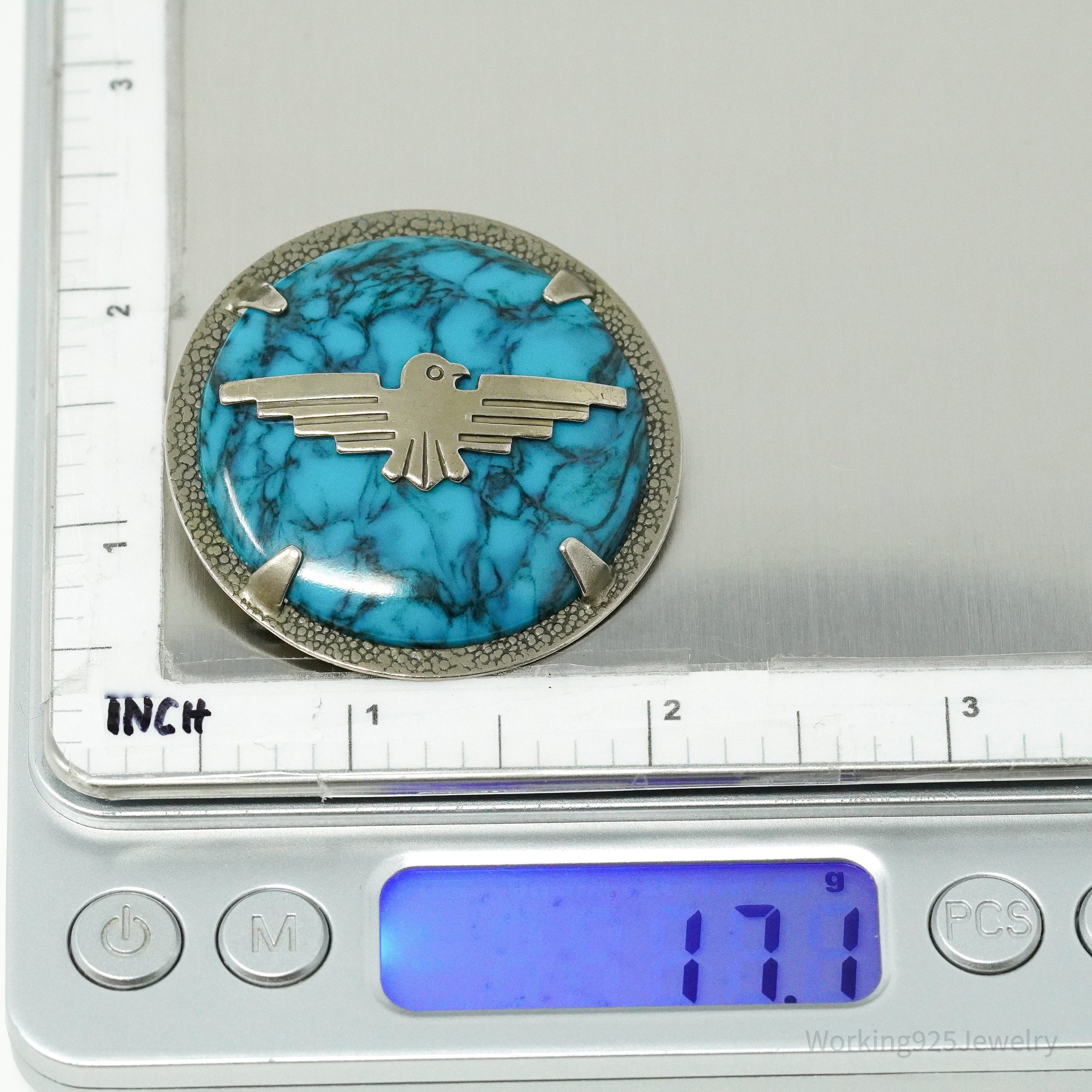 Vintage Bell Trading Post Turquoise Nickel Silver Bolo Tie Pendant