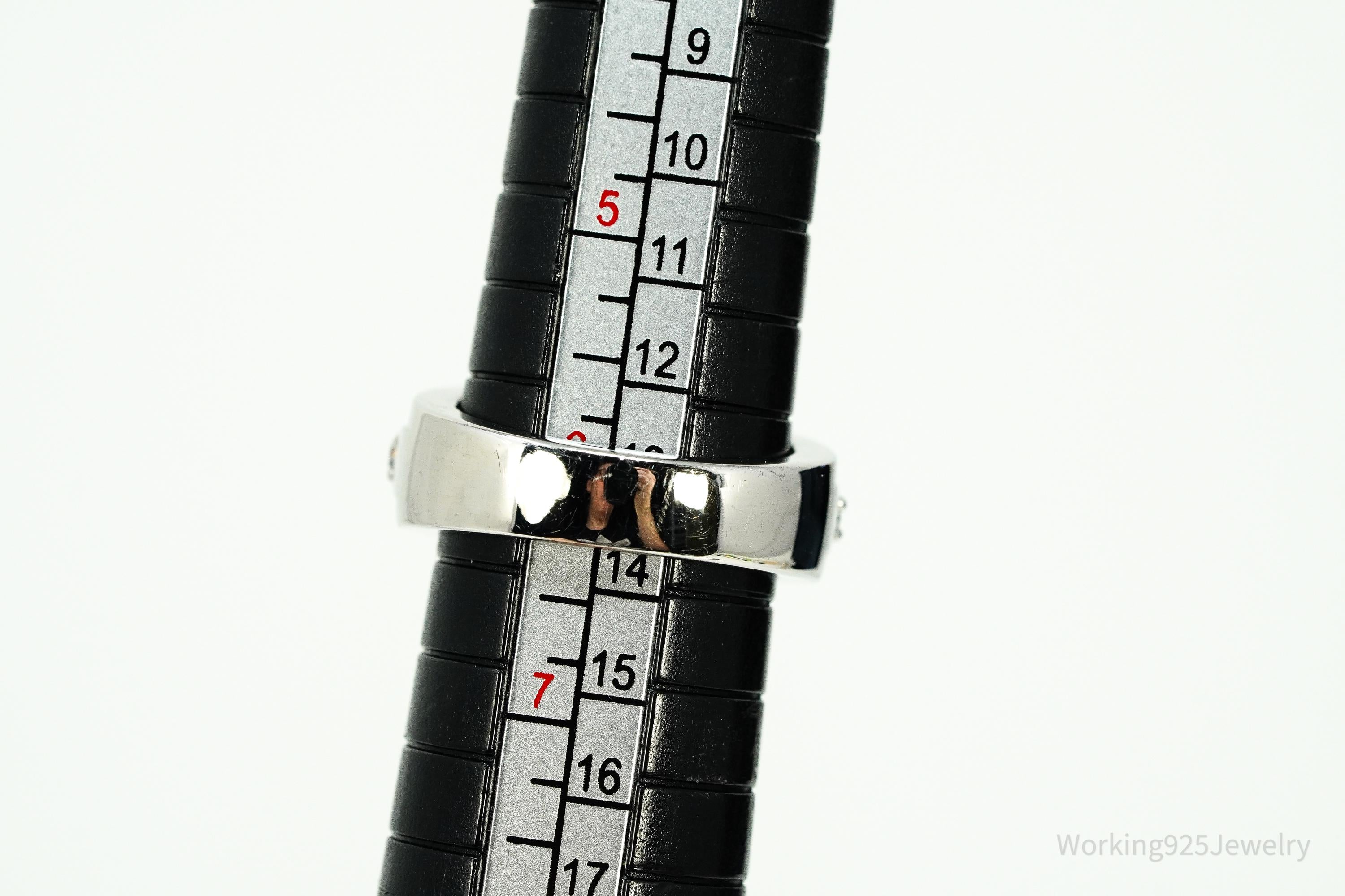 Vintage Cubic Zirconia Sterling Silver Band Ring - Size 6.25