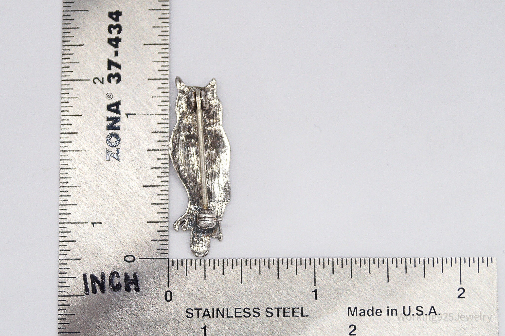 Vintage Owl Silver Pin Brooch