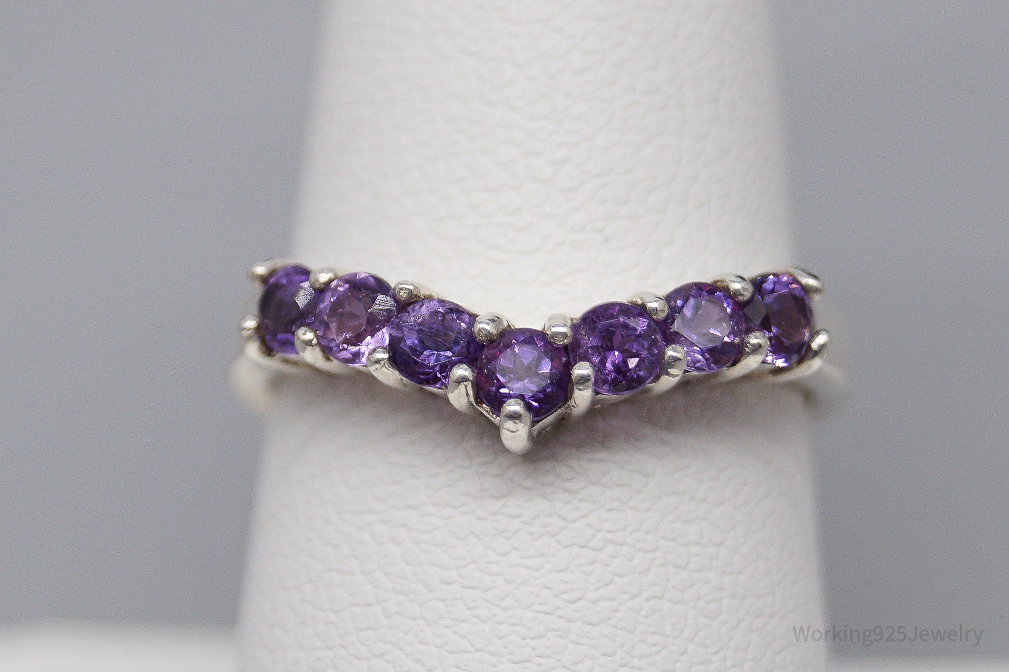 Vintage Amethyst Sterling Silver Ring - Size 8