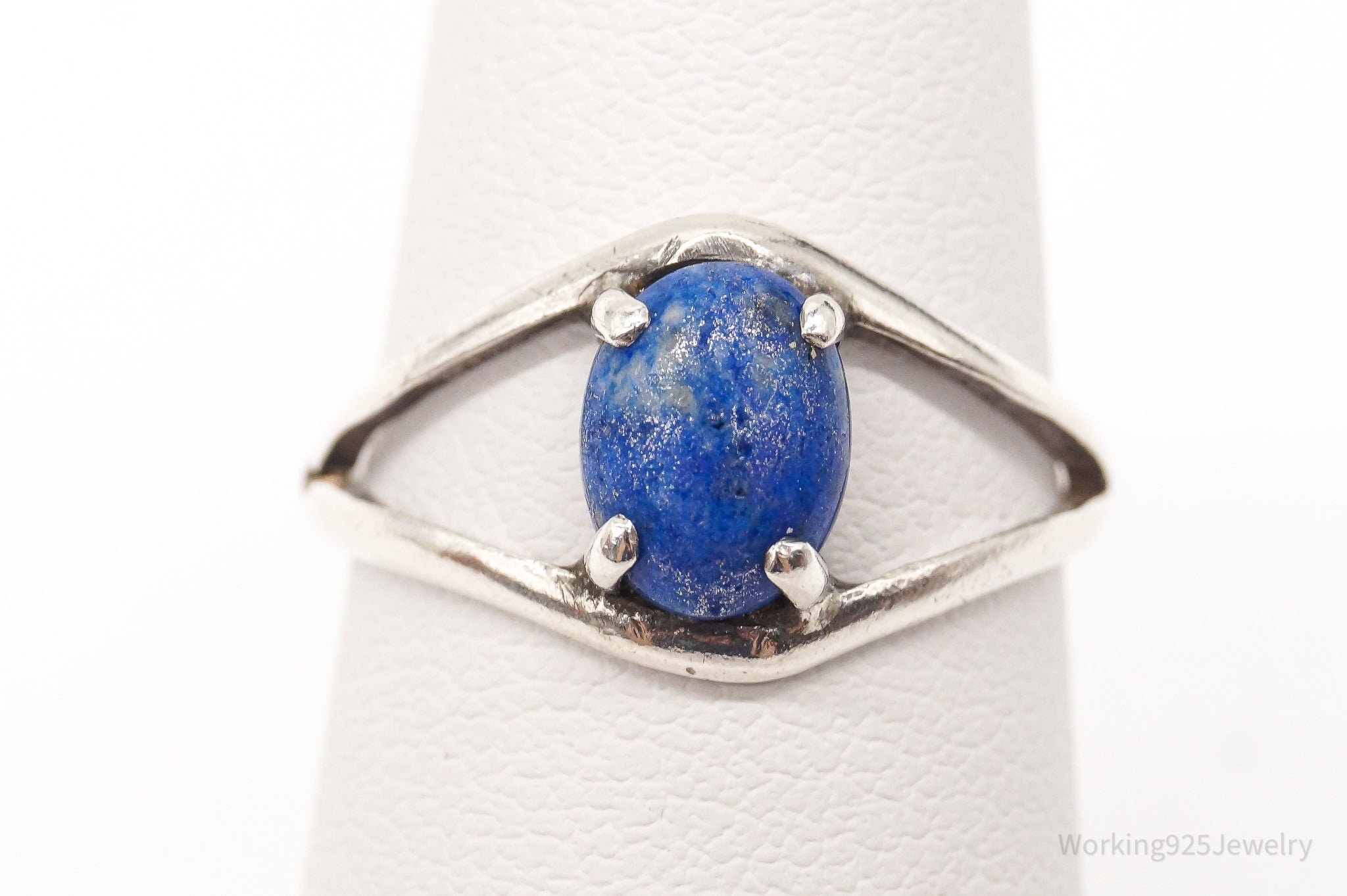 Vintage Native American Lapis Lazuli Sterling Silver Ring - Size 6.5