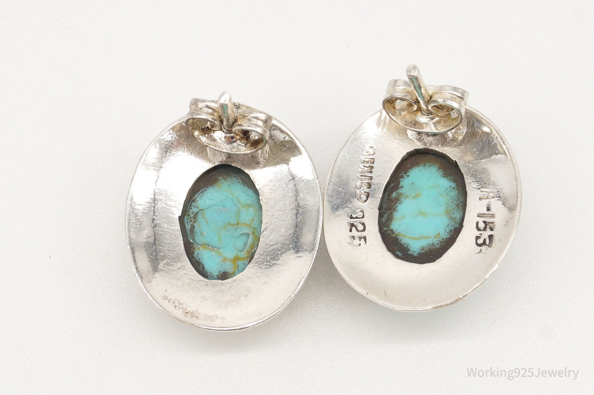 Vintage Mexico Turquoise Sterling Silver Southwestern Style Earrings