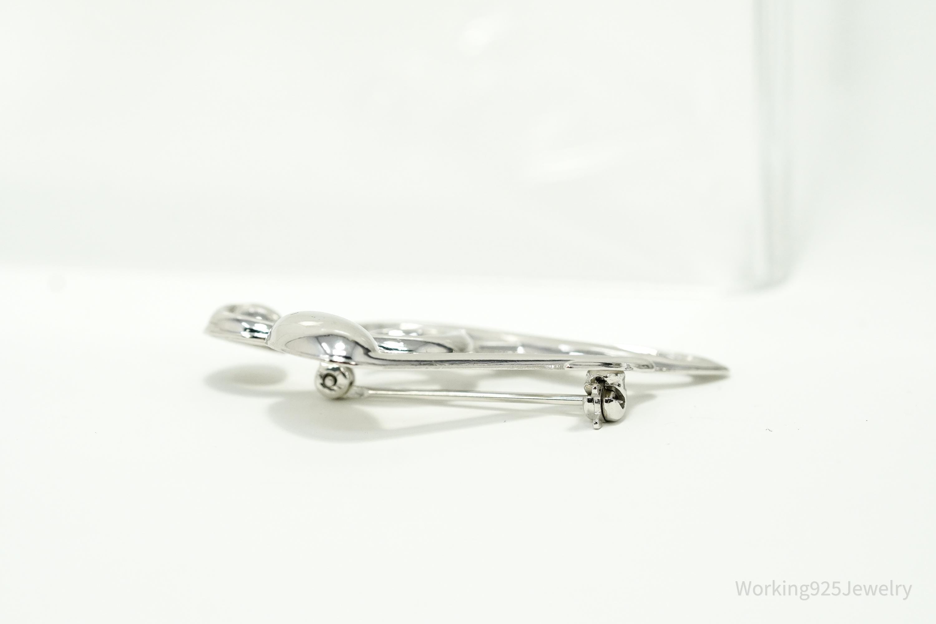 Vintage Puffy Music Notes Sterling Silver Brooch Pin