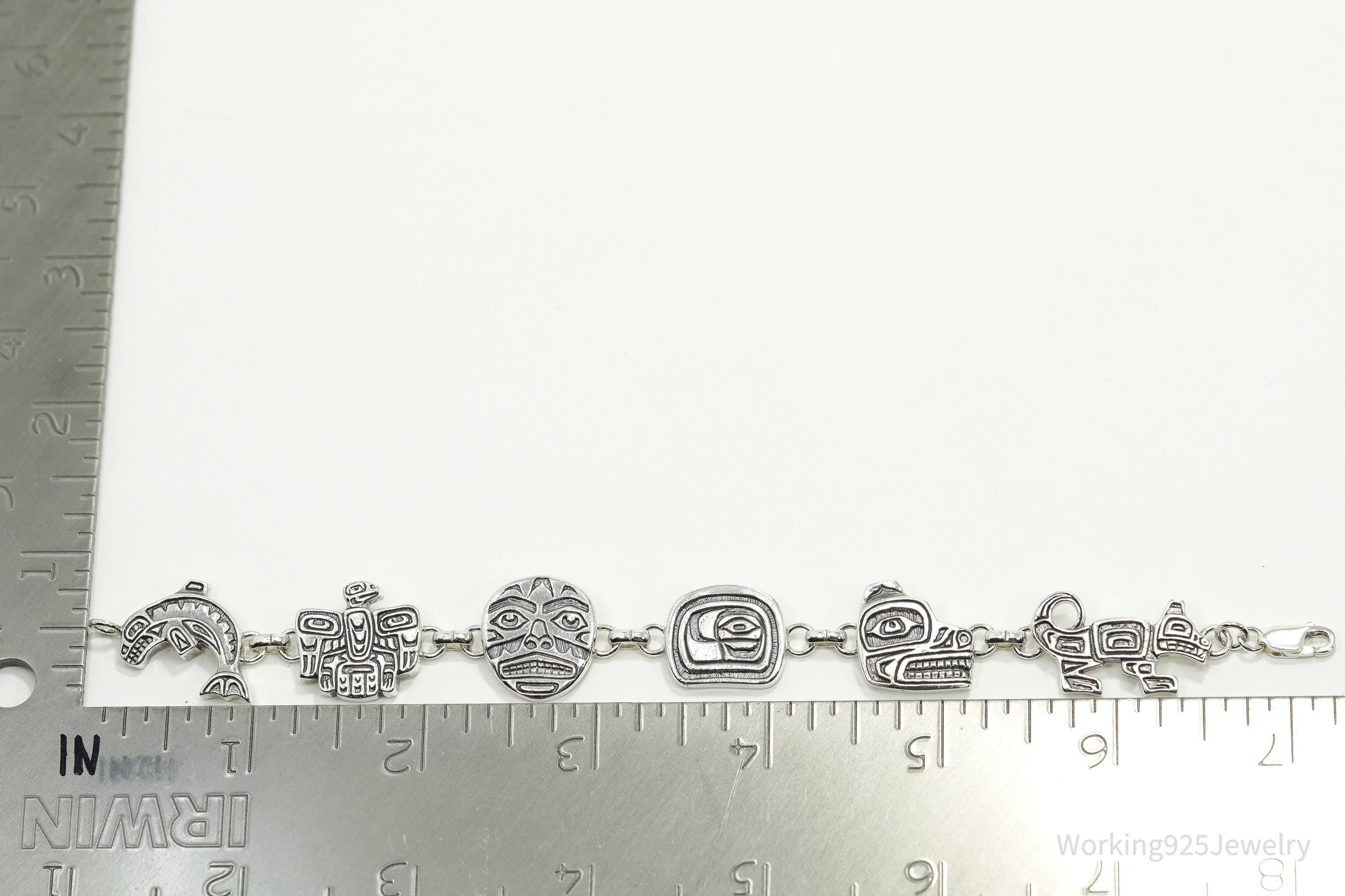 Rare Vintage 1994 Native American Carol Felley Sterling Silver Bracelet 7.25"