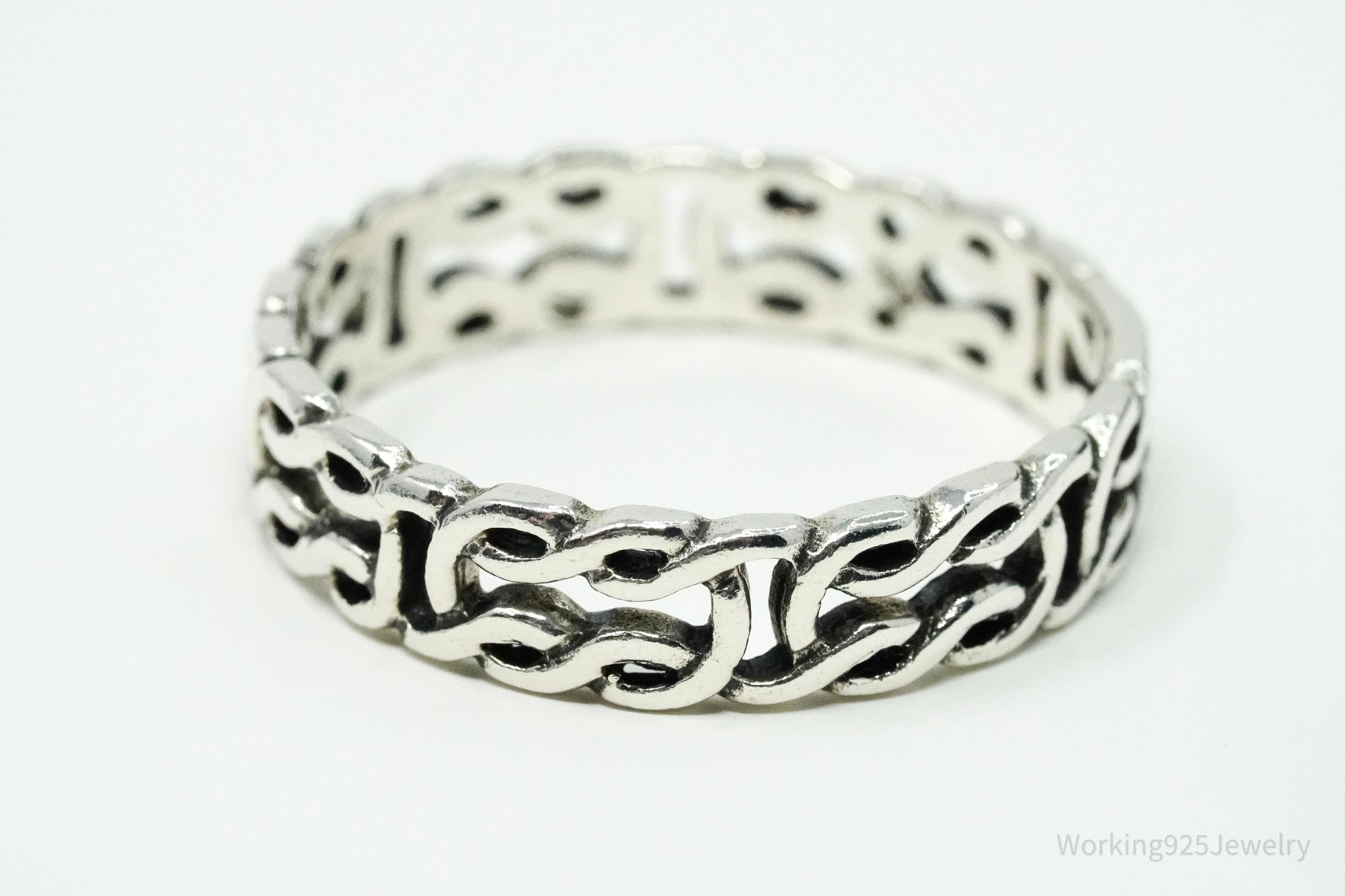 Vintage Celtic Knot Design Sterling Silver Band Ring - Size 13