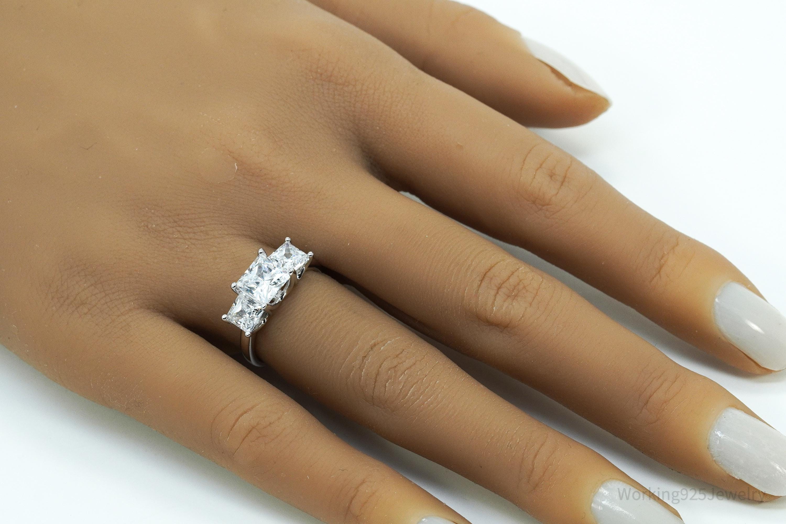 Vintage JCM White Diamonique Cubic Zirconia Sterling Silver Ring Size 6.25