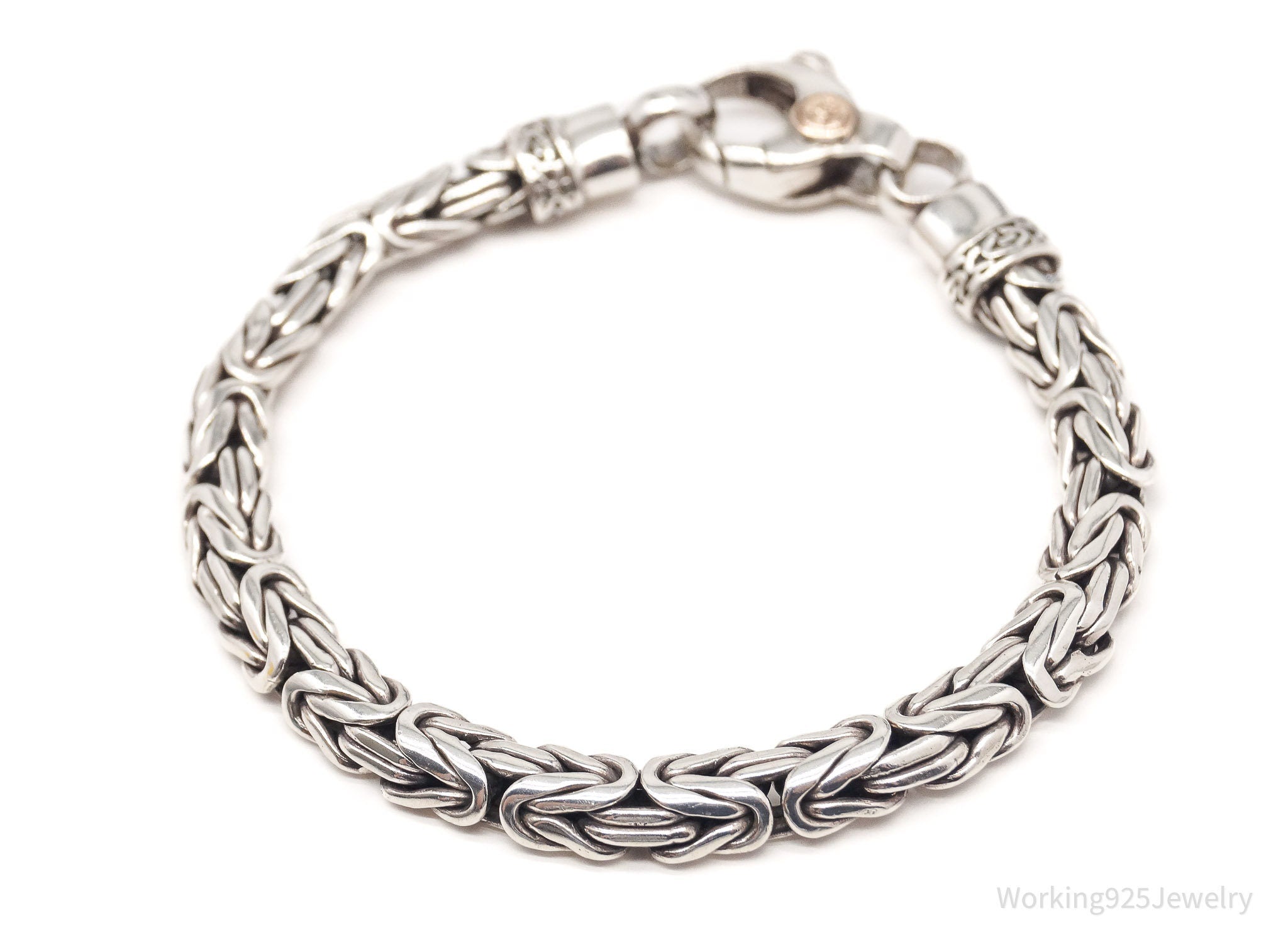 Vintage Designer Byzantine Chain Sterling Silver Bracelet - 7 5/8"