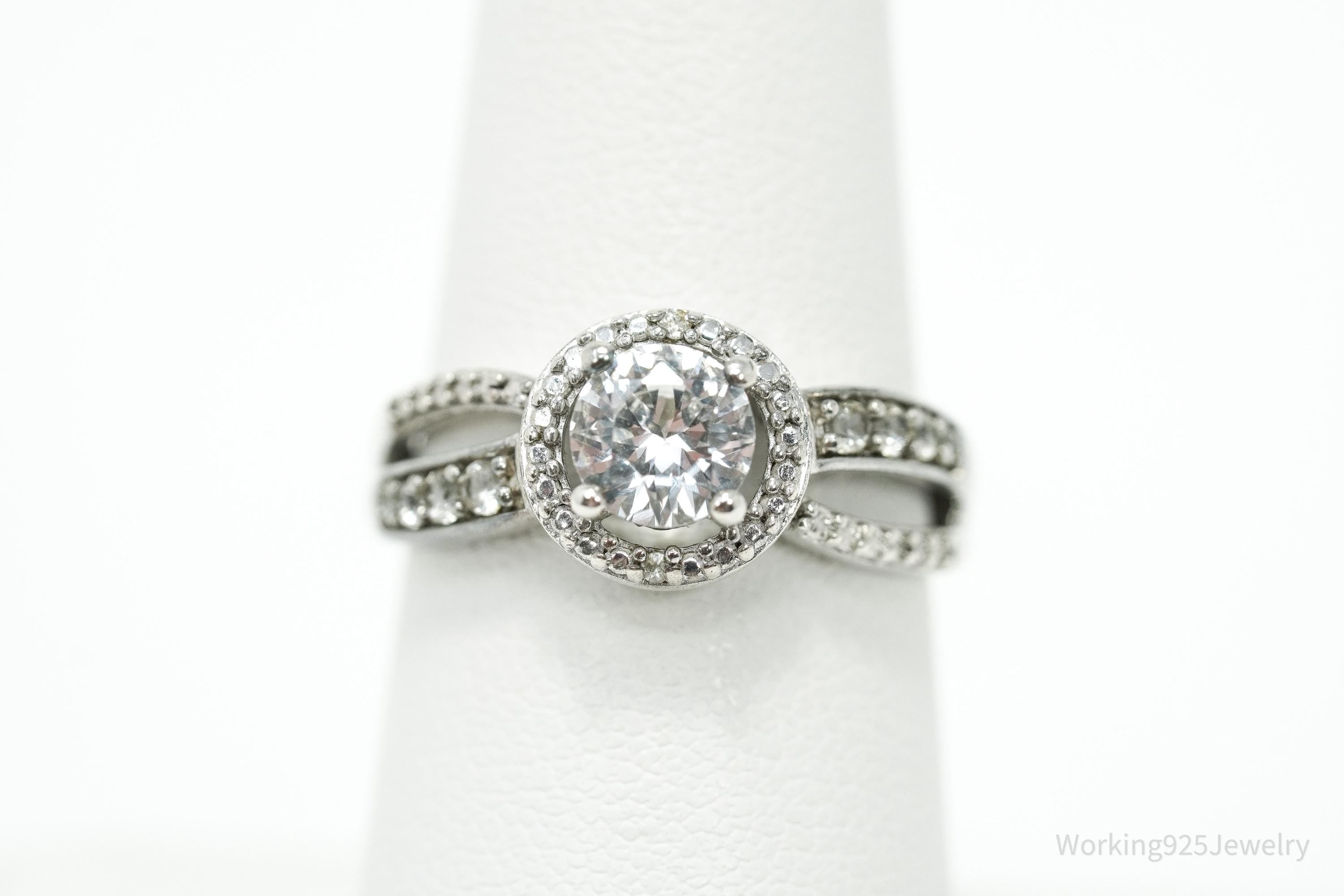 Vintage Cubic Zirconia Sterling Silver Ring - Size 7
